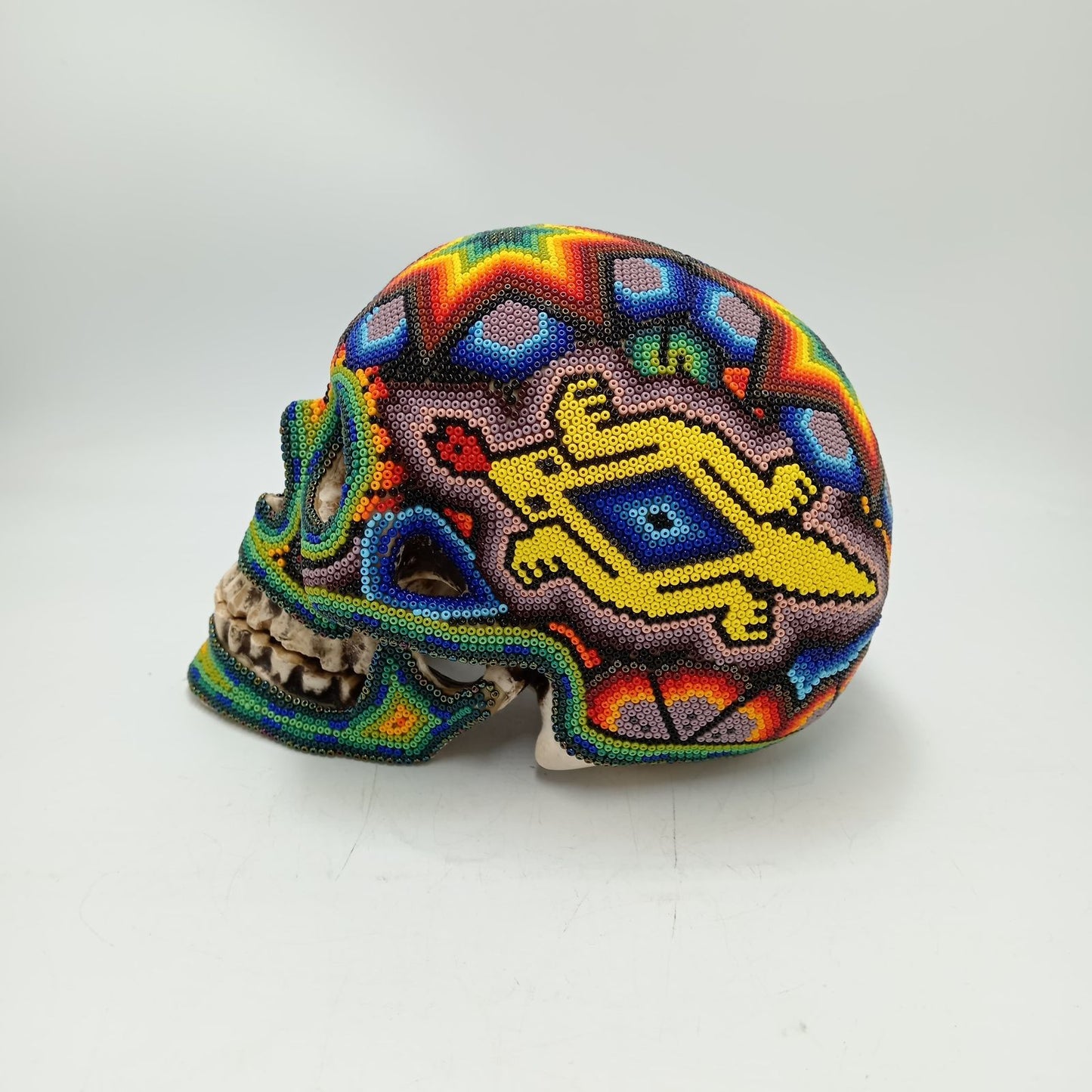 Huichol Hand Beaded Human Skull By Honorio Villa Lopez PP8500
