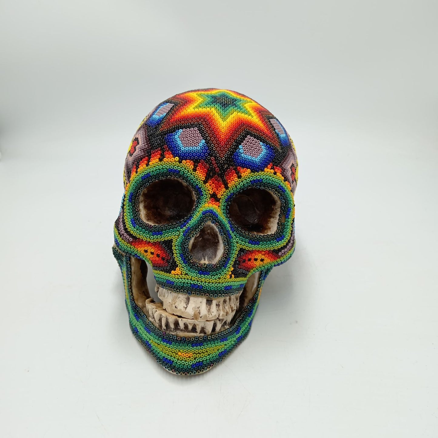 Huichol Hand Beaded Human Skull By Honorio Villa Lopez PP8500