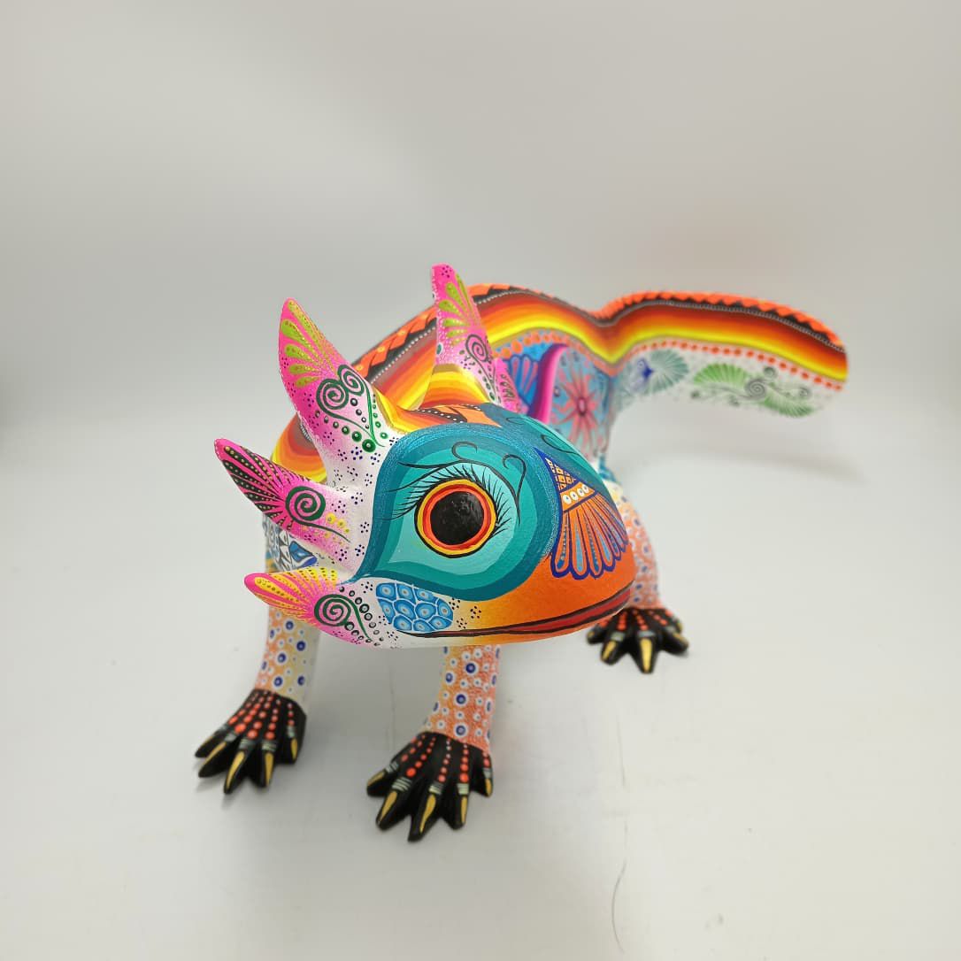 Mexican Folk Art Oaxacan Wood Carving Alebrije Hand Made, Axolote By Luis Sosa PP8502