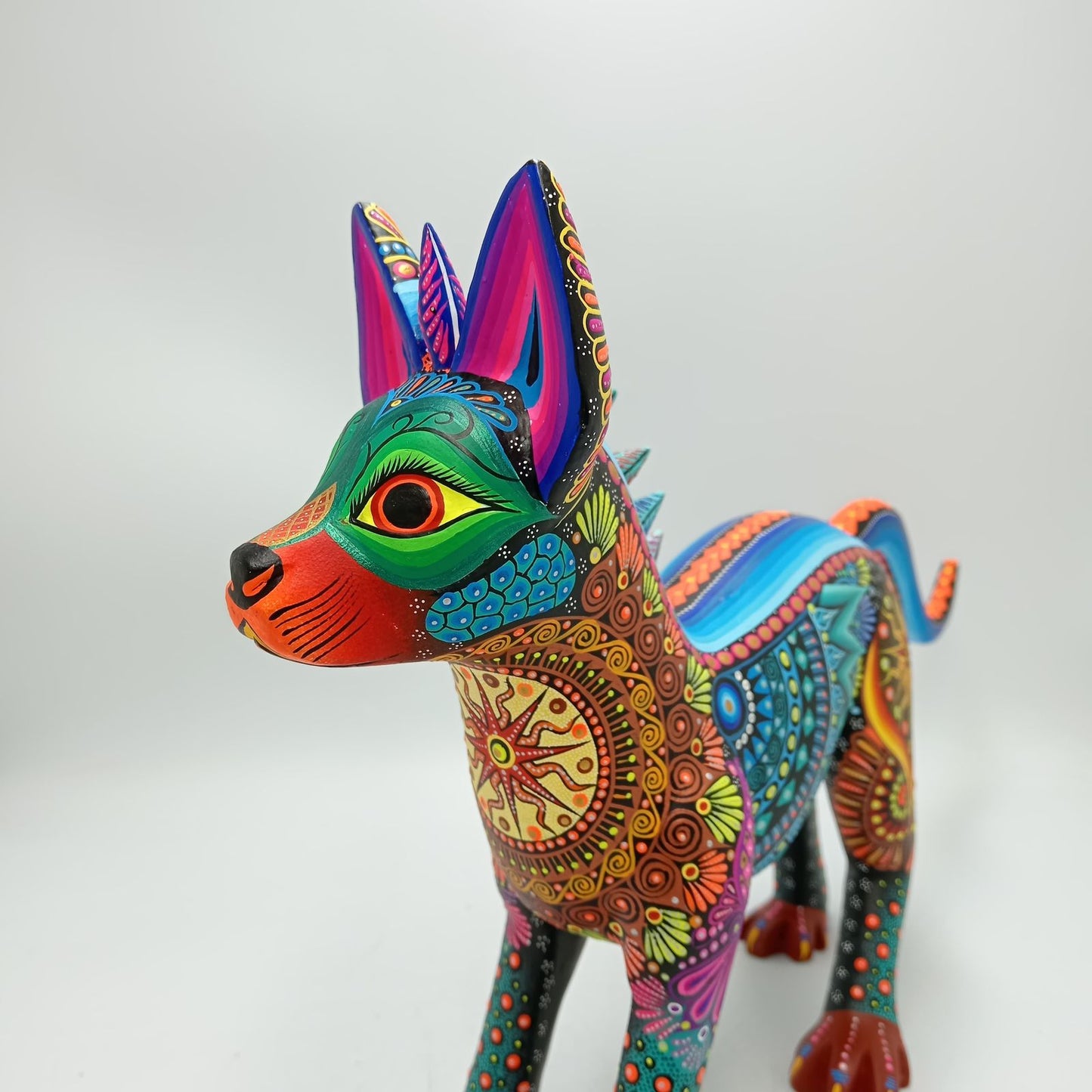Mexican Folk Art Oaxacan Wood Carving Alebrije Hand Made, Xoloitzcuintle By Luis Sosa PP8503