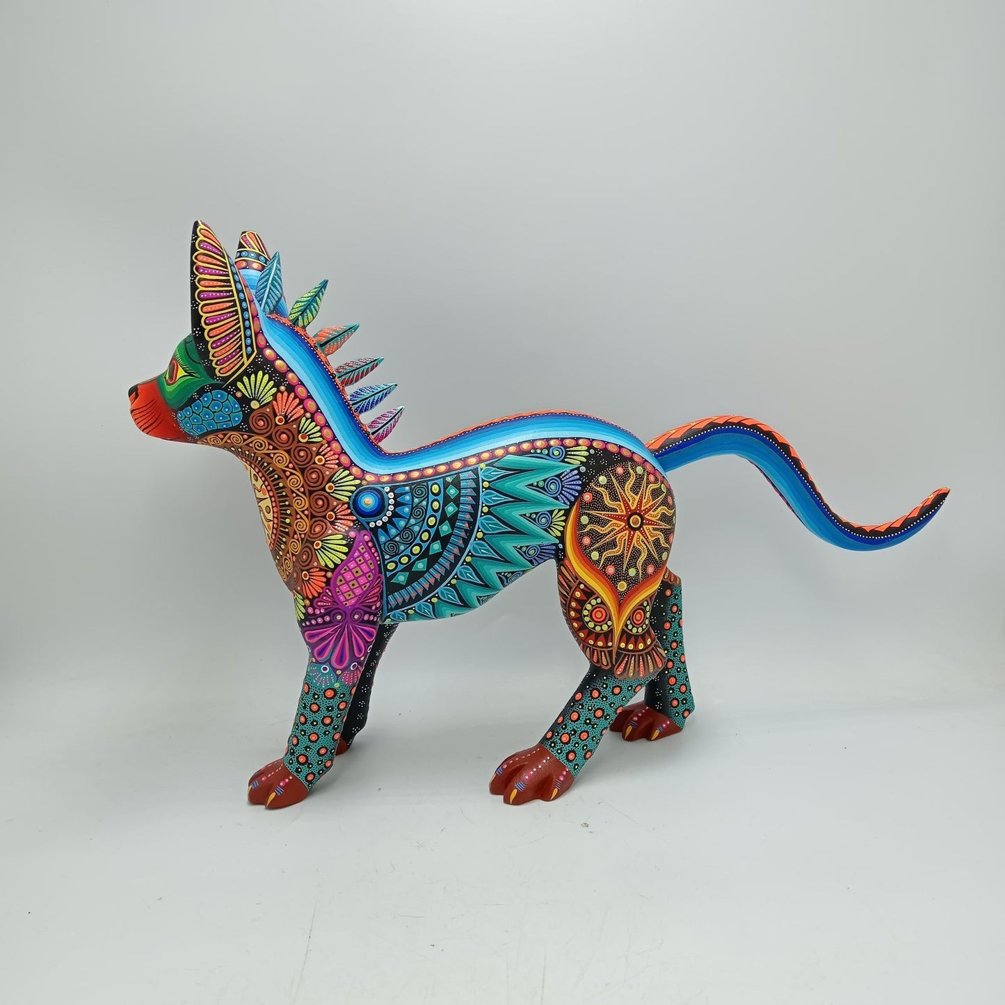 Mexican Folk Art Oaxacan Wood Carving Alebrije Hand Made, Xoloitzcuintle By Luis Sosa PP8503