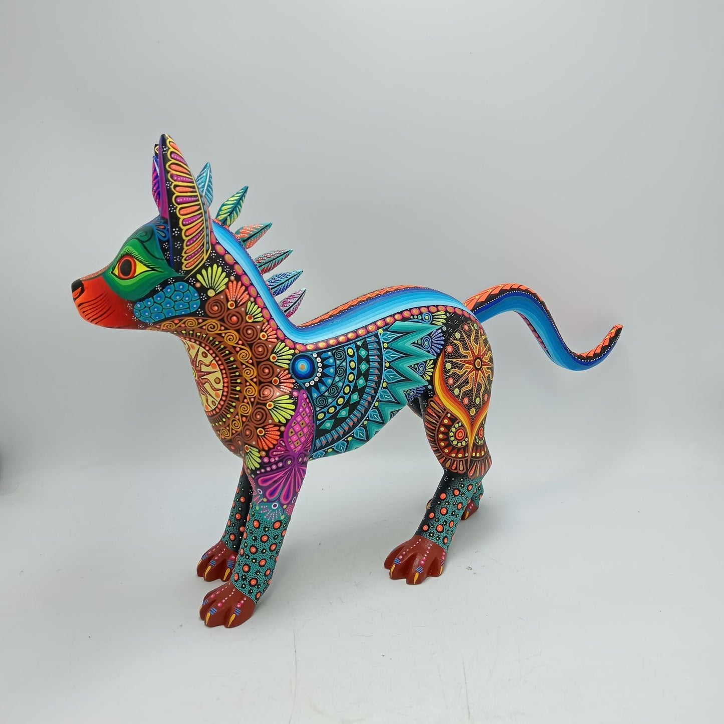 Mexican Folk Art Oaxacan Wood Carving Alebrije Hand Made, Xoloitzcuintle By Luis Sosa PP8503