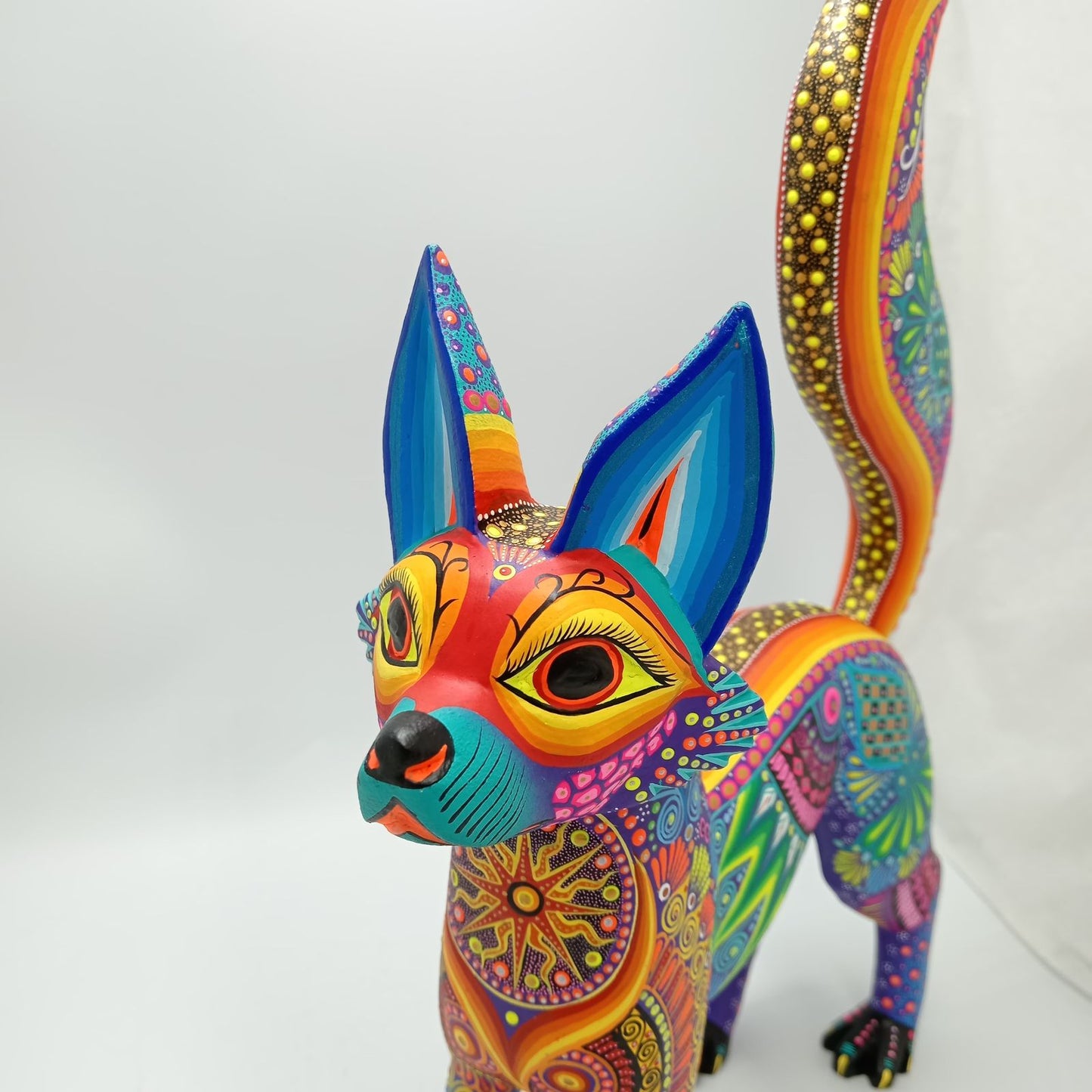 Mexican Folk Art Oaxacan Wood Carving Alebrije Hand Made, Fox By Luis Sosa PP8504