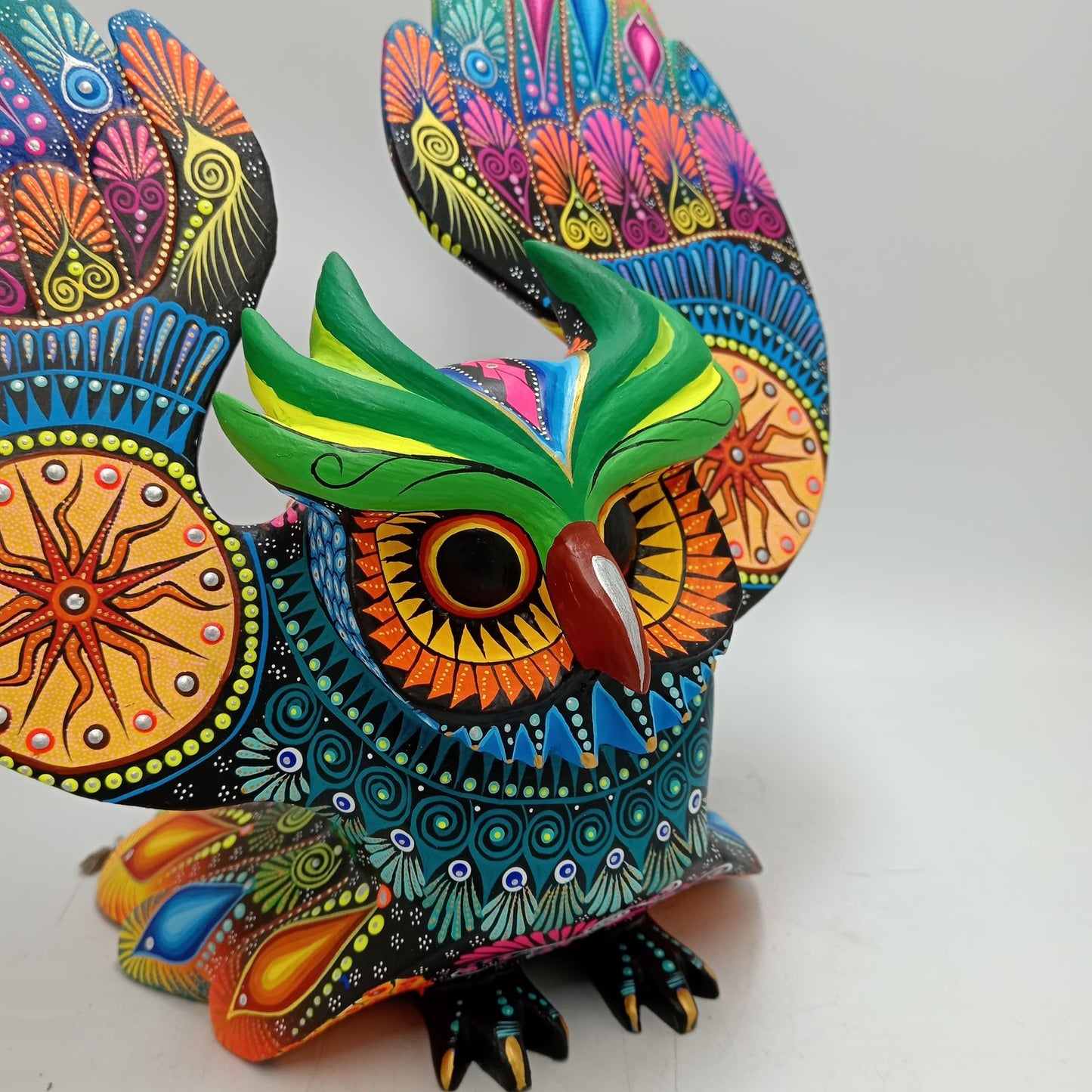 Mexican Folk Art Oaxacan Wood Carving Alebrije Hand Made, Owl By Luis Sosa PP8506