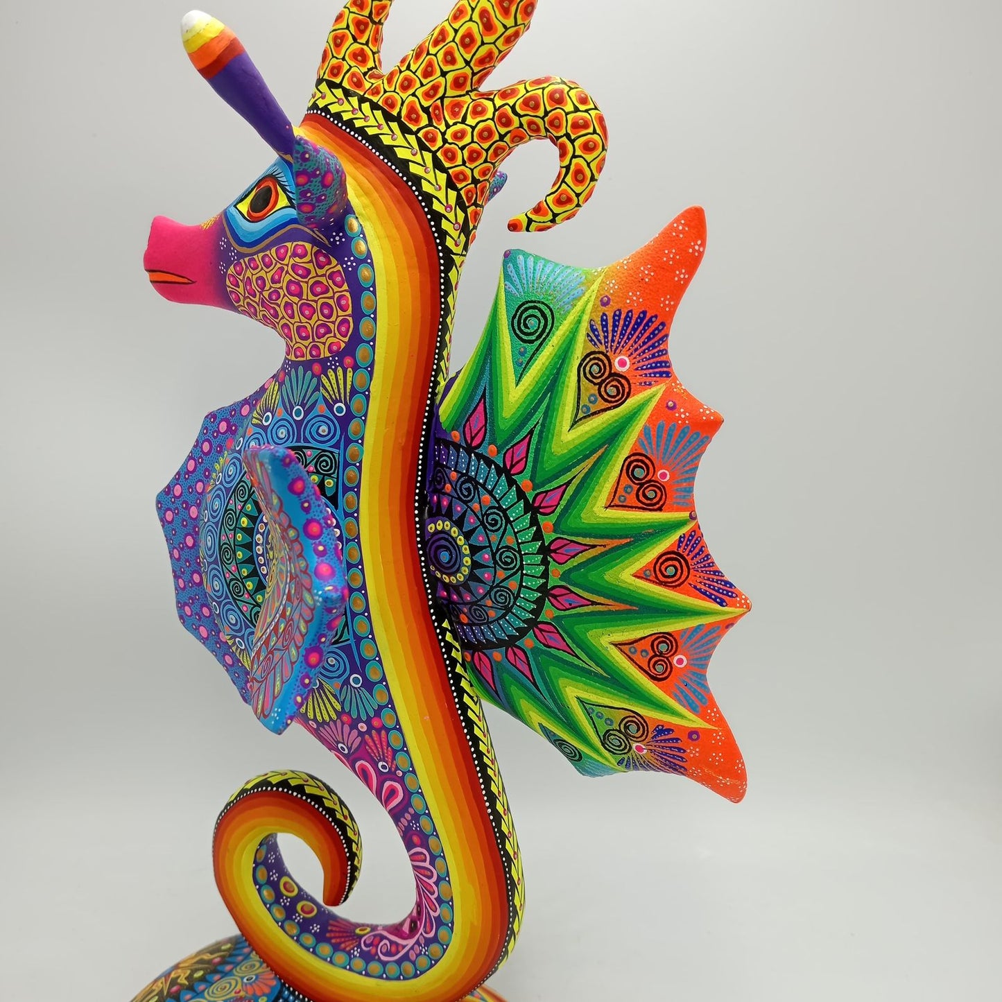 Mexican Folk Art Oaxacan Wood Carving Alebrije Hand Made, Sea Horse By Luis Sosa PP8507