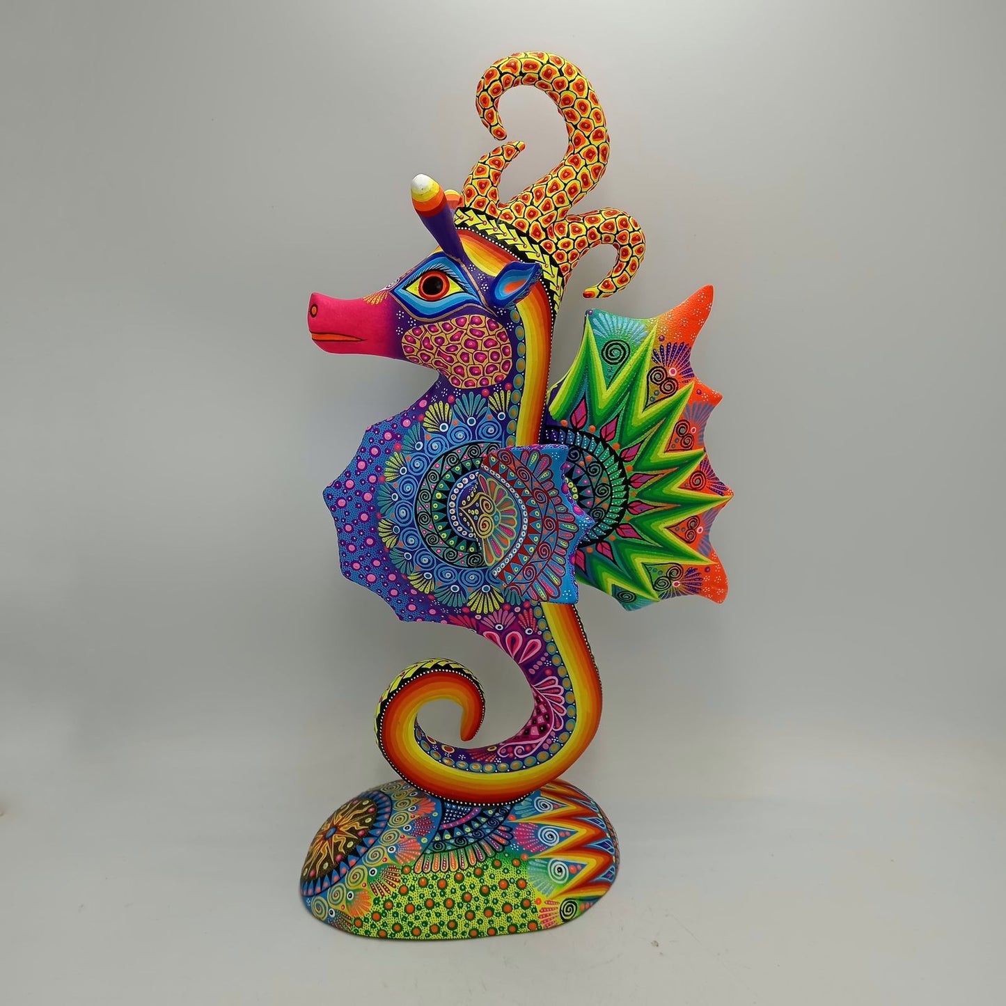 Mexican Folk Art Oaxacan Wood Carving Alebrije Hand Made, Sea Horse By Luis Sosa PP8507