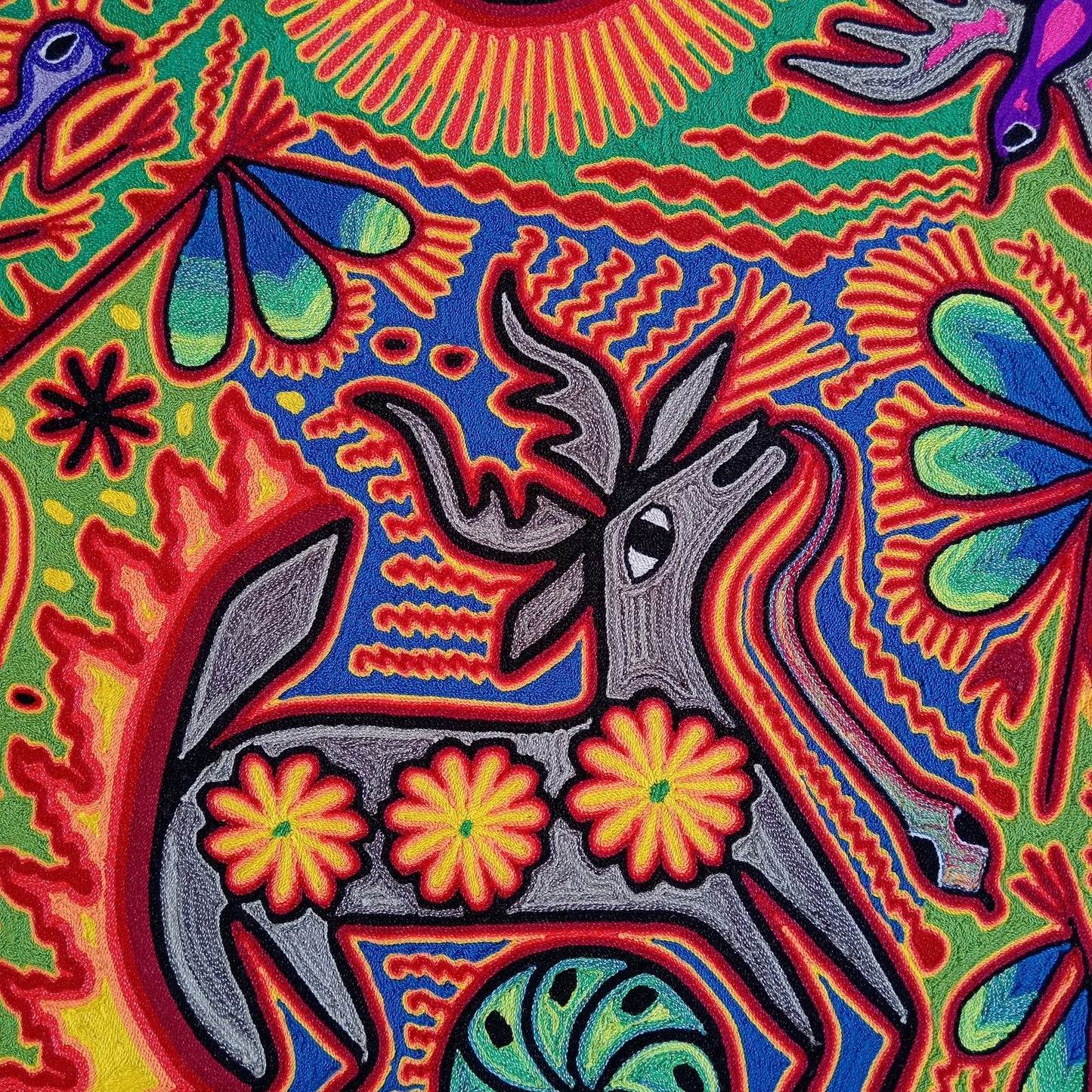 Mexican Folk Art Huichol Yarn Painting by Cooperativa Zitacua PP8512