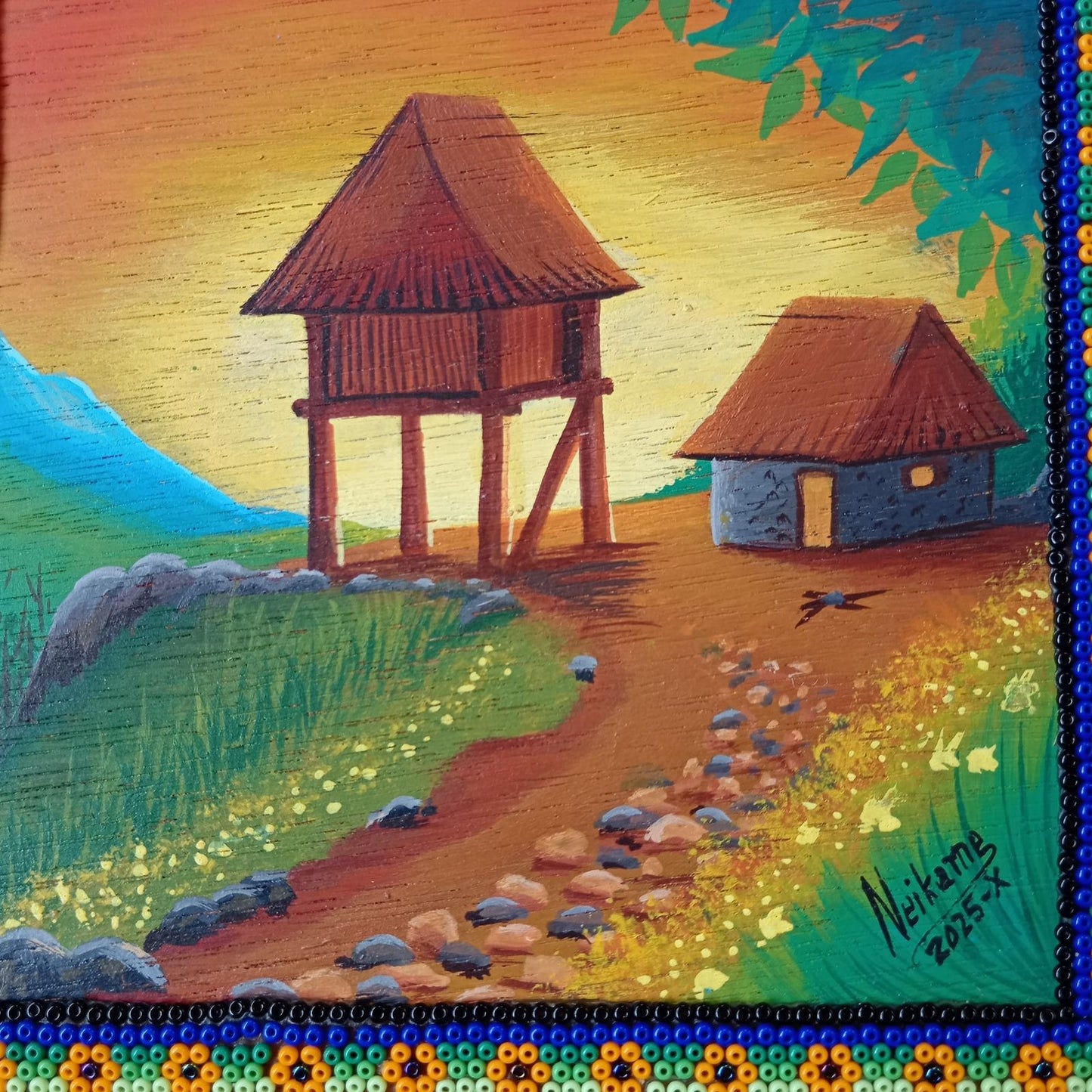 Huichol Mexican Folk Art Yarn Painting by Neikame PP8514
