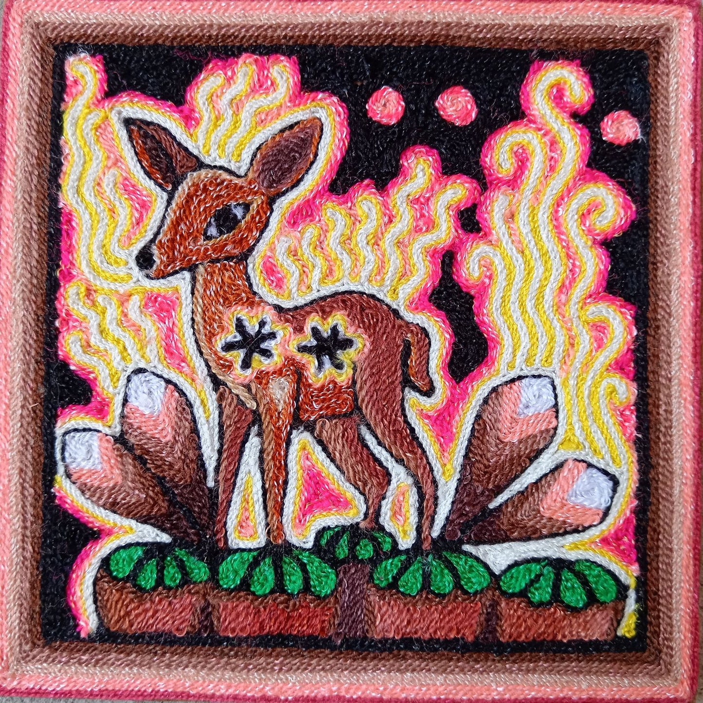 Huichol Mexican Folk Art Yarn Painting by Neikame PP8517
