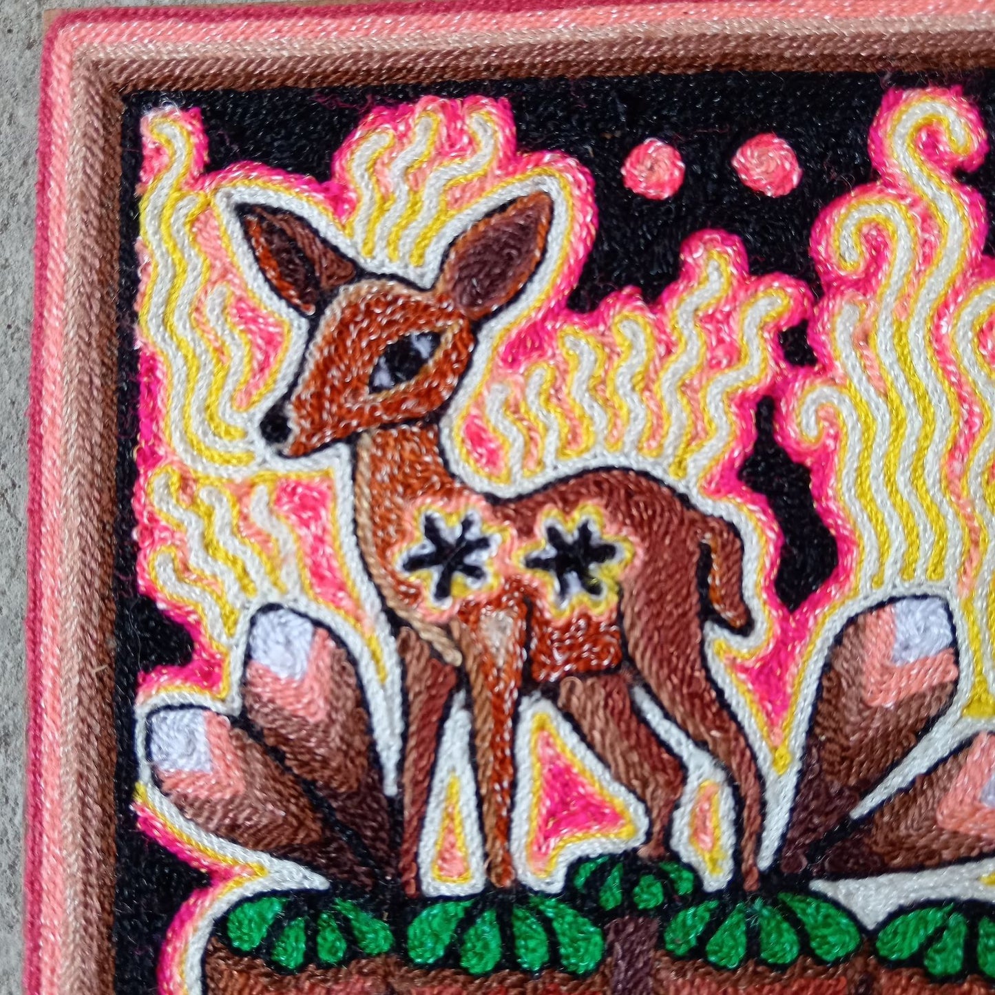 Huichol Mexican Folk Art Yarn Painting by Neikame PP8517