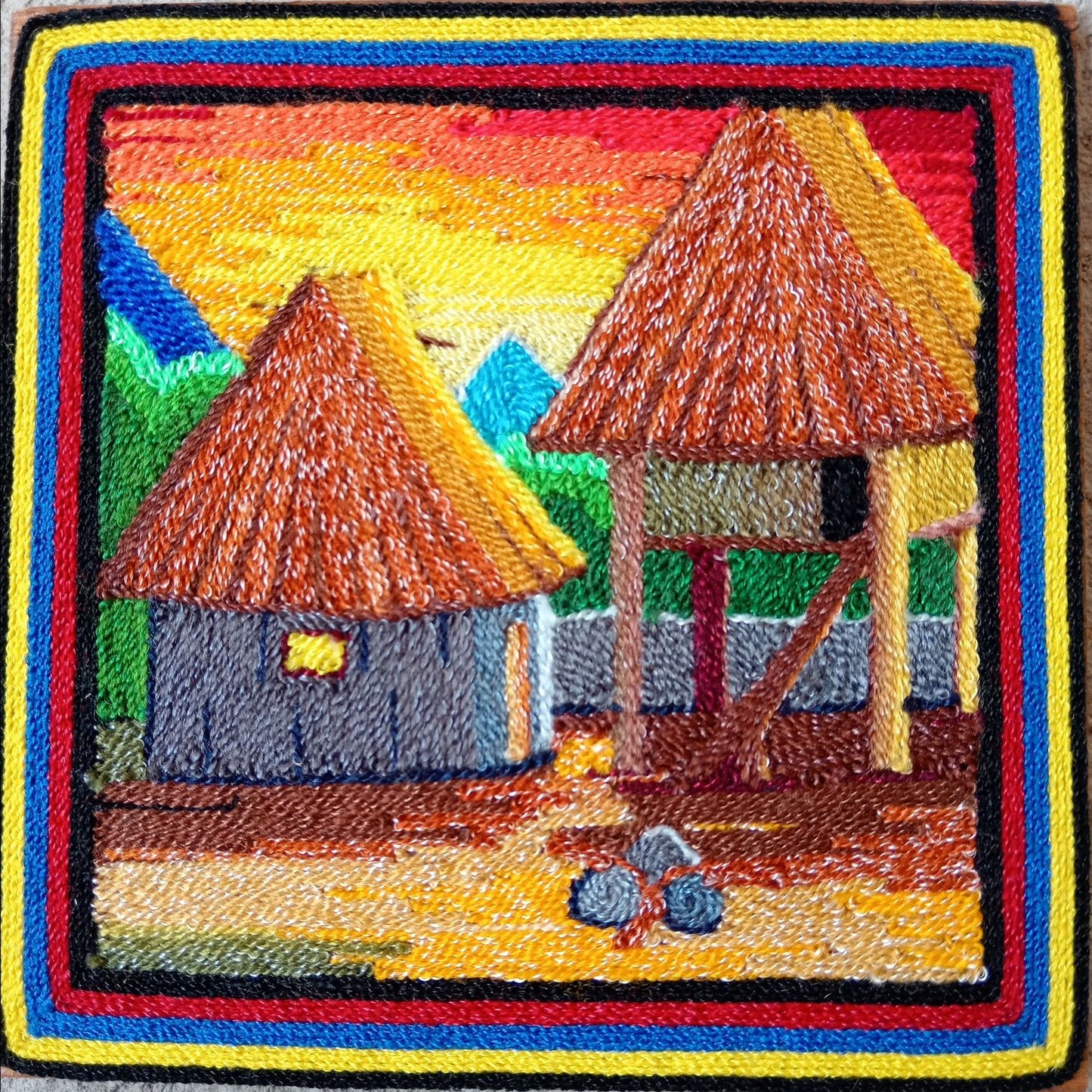 Huichol Mexican Folk Art Yarn Painting by Neikame PP8519