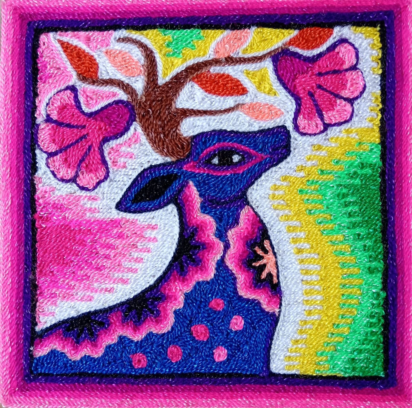 Huichol Mexican Folk Art Yarn Painting by Neikame PP8520
