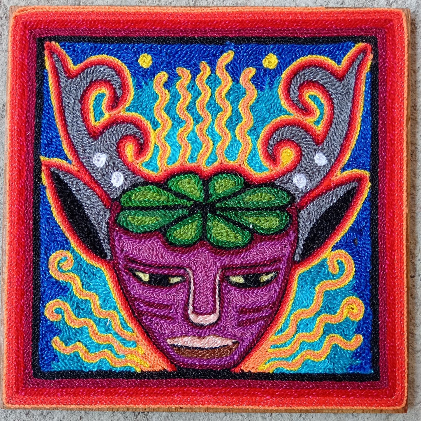 Huichol Mexican Folk Art Yarn Painting by Neikame PP8522