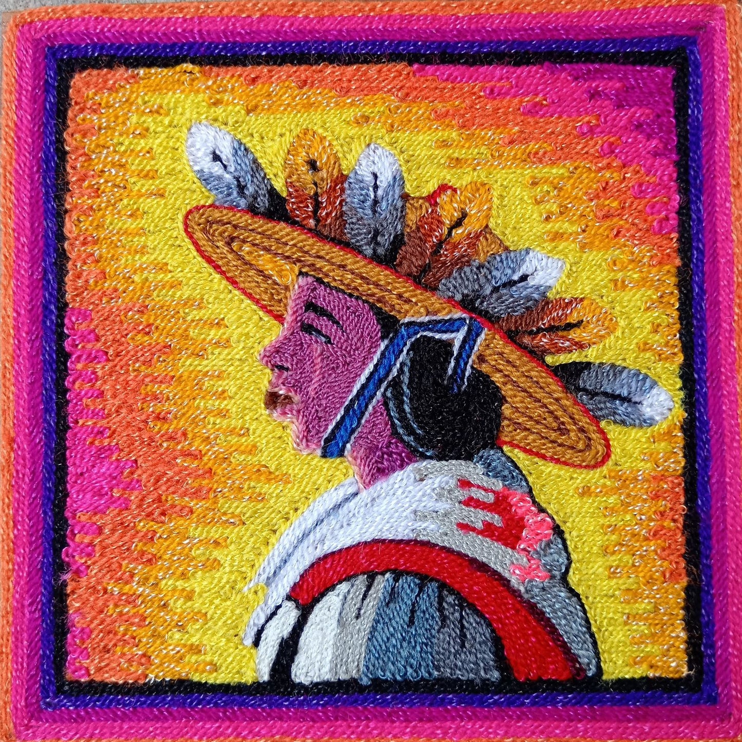 Huichol Mexican Folk Art Yarn Painting by Neikame PP8523
