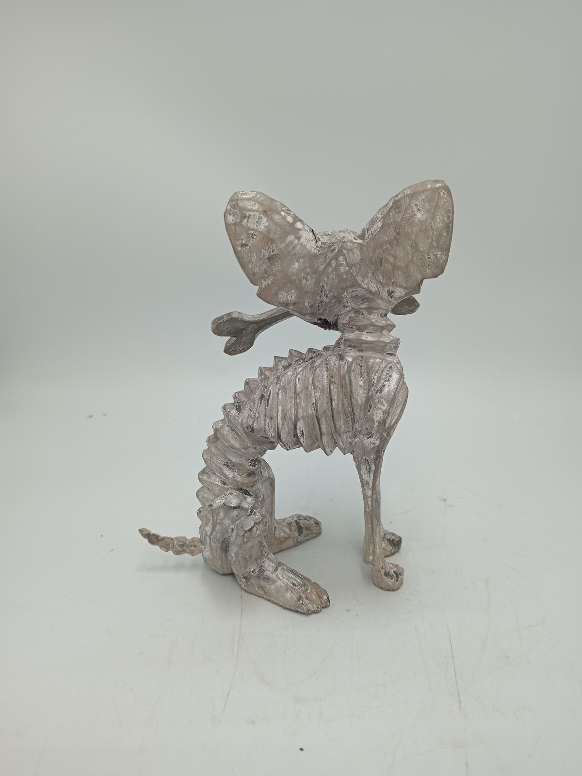 Beutiful Oaxacan Wood Carving Skeleton Dog, By Alejandrino Fuentes PP8526