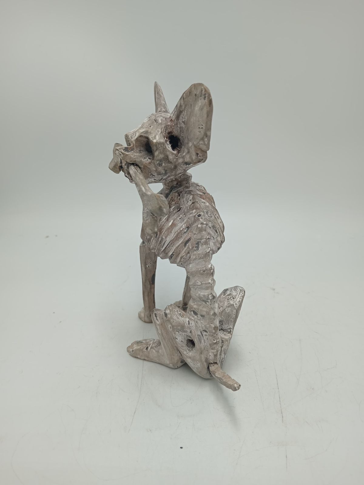 Beutiful Oaxacan Wood Carving Skeleton Dog, By Alejandrino Fuentes PP8526