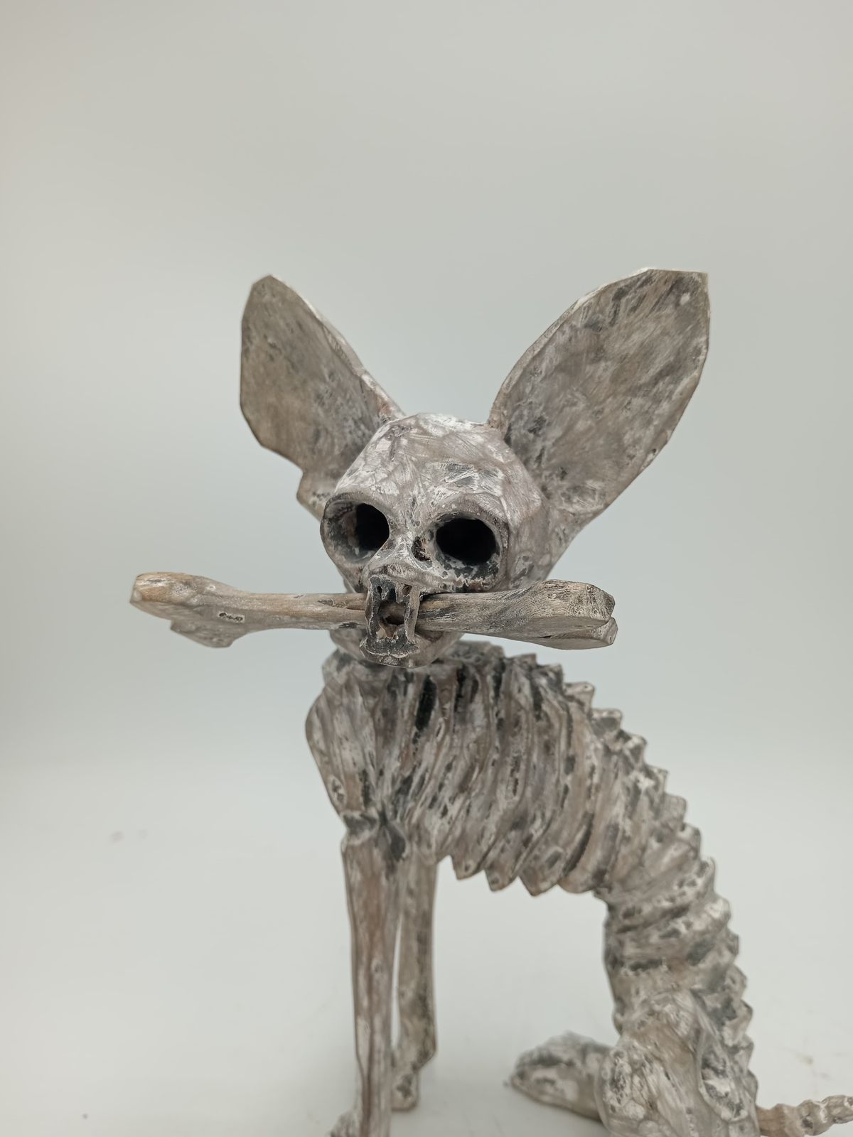 Beutiful Oaxacan Wood Carving Skeleton Dog, By Alejandrino Fuentes PP8527