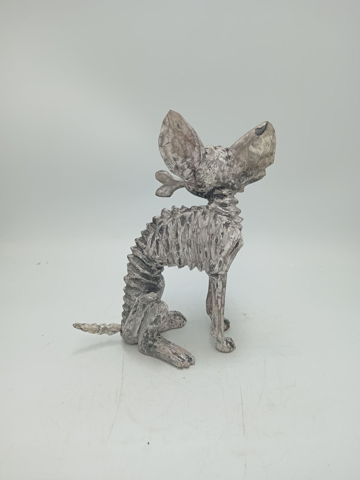 Beutiful Oaxacan Wood Carving Skeleton Dog, By Alejandrino Fuentes PP8528