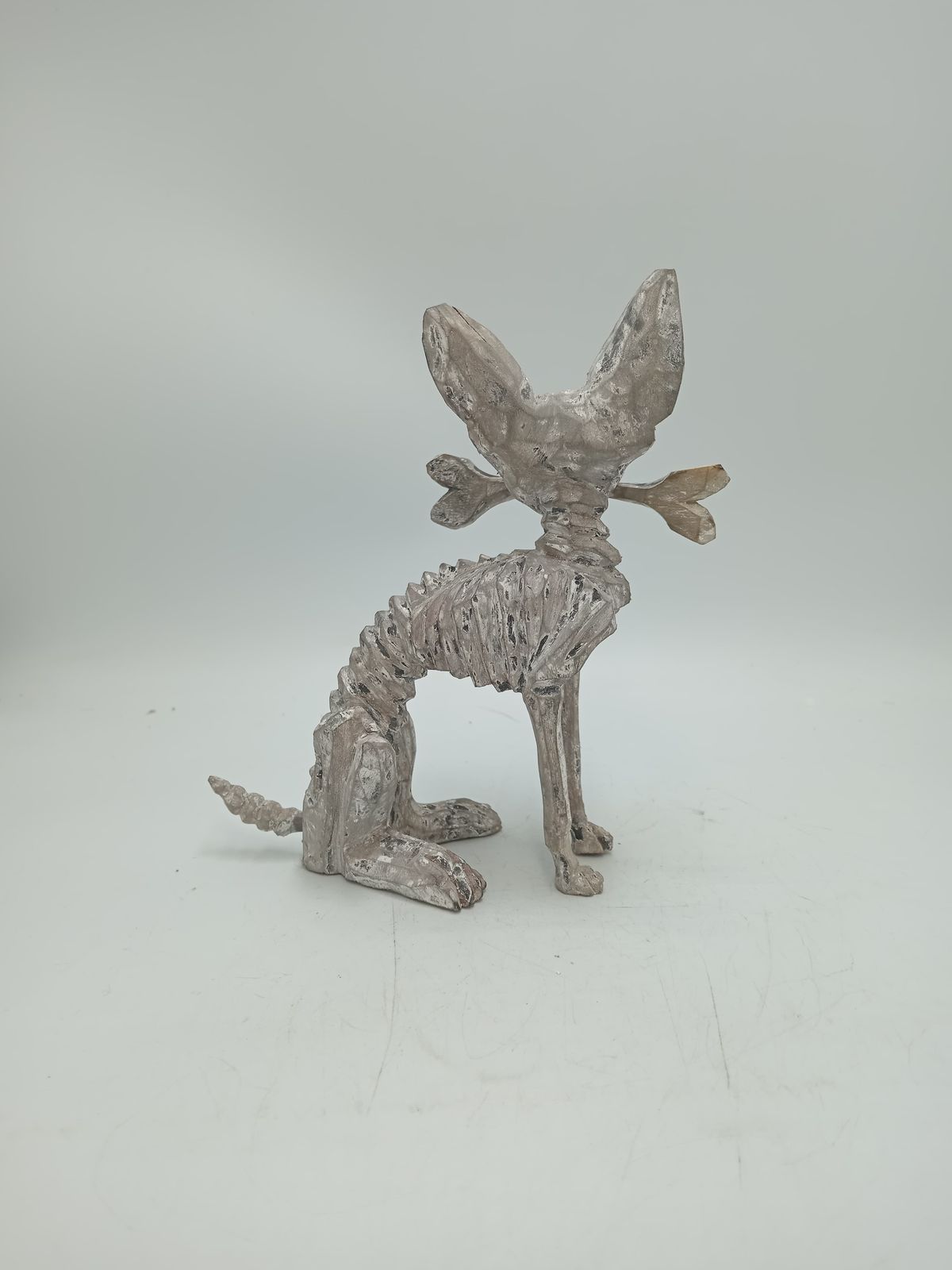 Beutiful Oaxacan Wood Carving Skeleton Dog, By Alejandrino Fuentes PP8529