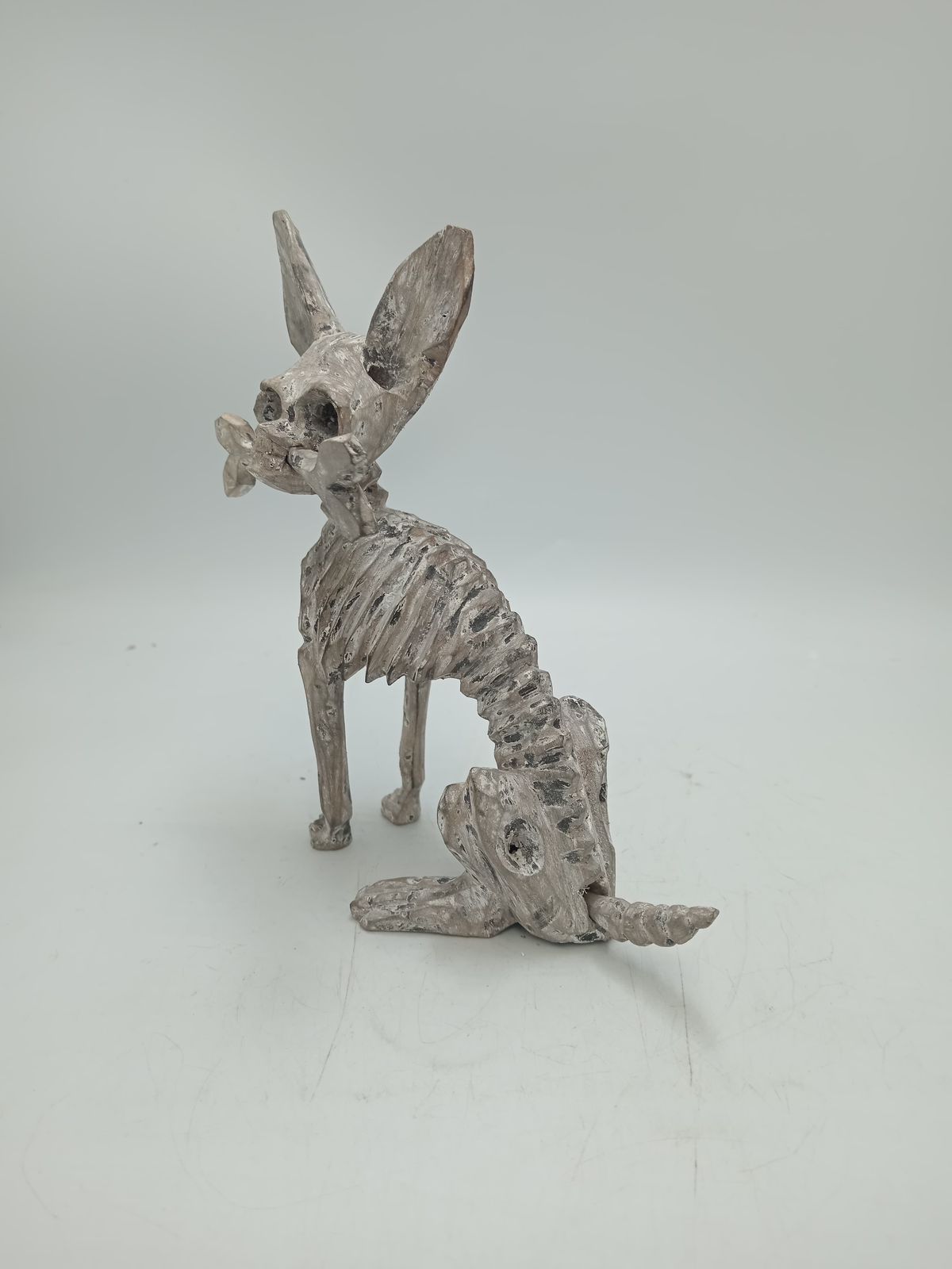 Beutiful Oaxacan Wood Carving Skeleton Dog, By Alejandrino Fuentes PP8529