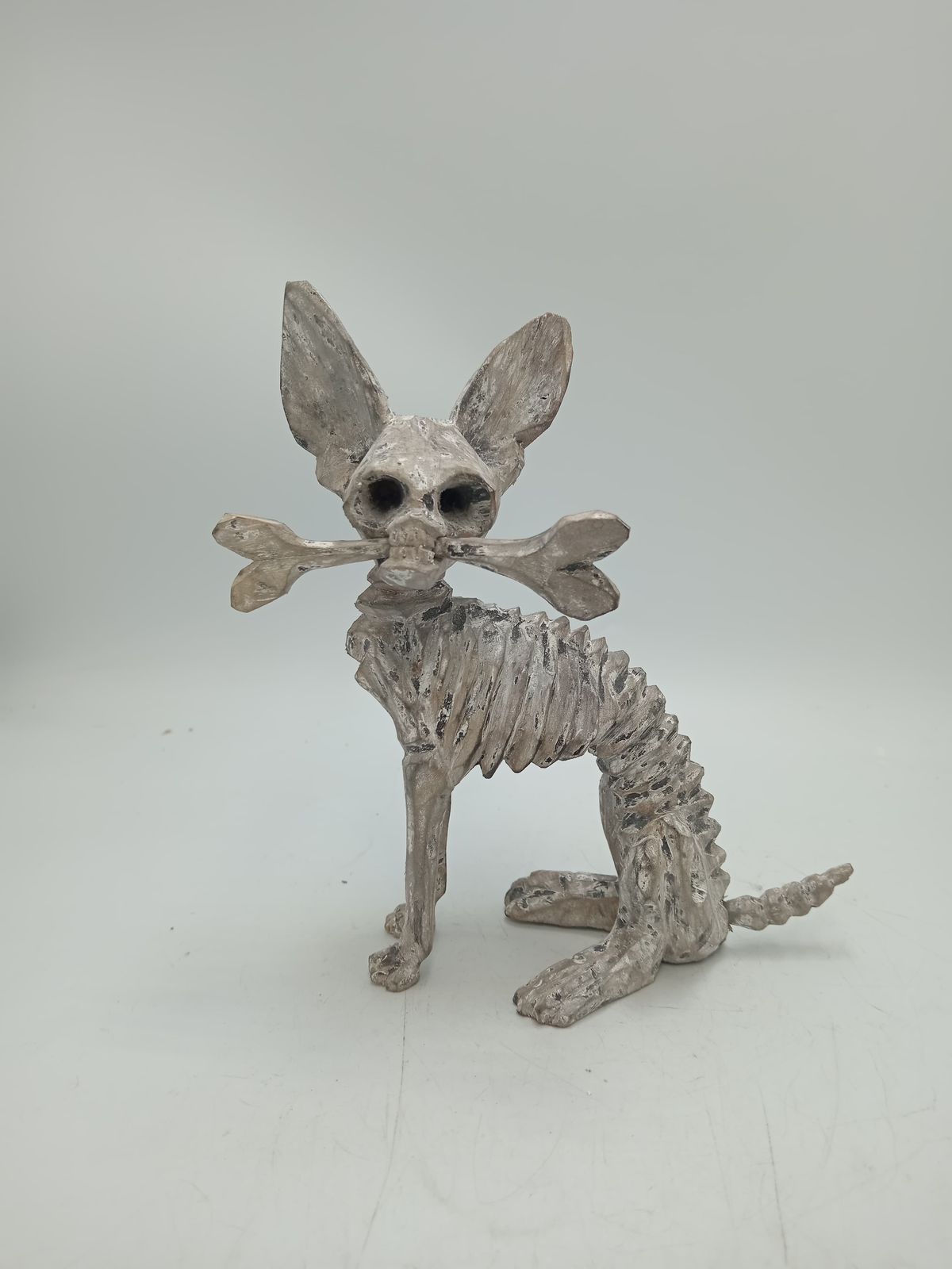 Beutiful Oaxacan Wood Carving Skeleton Dog, By Alejandrino Fuentes PP8529