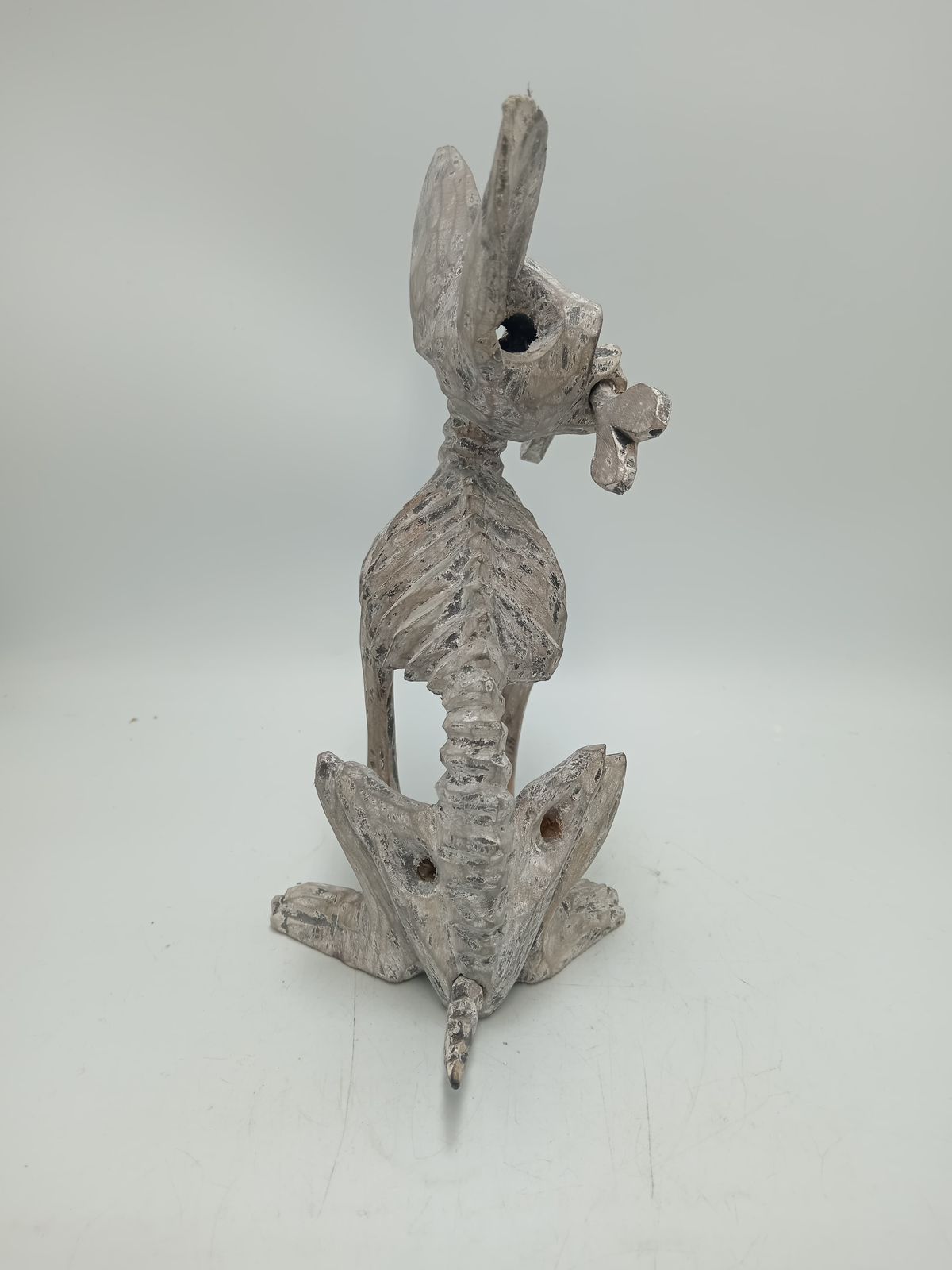 Beutiful Oaxacan Wood Carving Skeleton Dog, By Alejandrino Fuentes PP8531