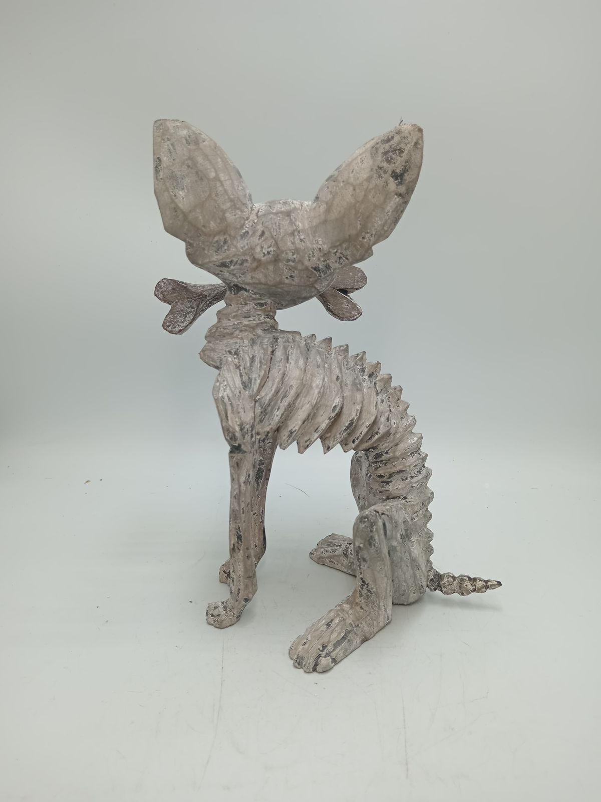 Beutiful Oaxacan Wood Carving Skeleton Dog, By Alejandrino Fuentes PP8531