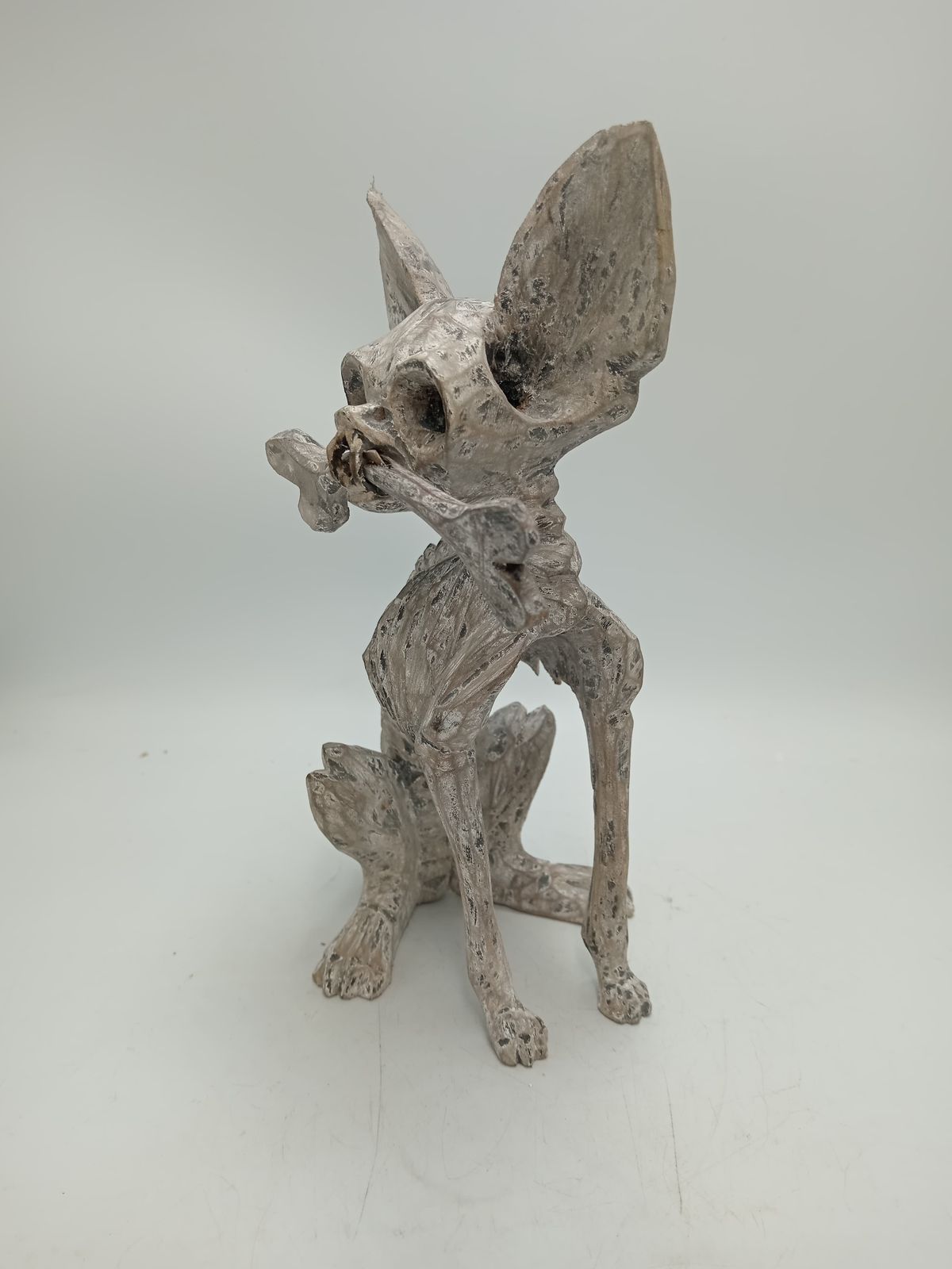 Beutiful Oaxacan Wood Carving Skeleton Dog, By Alejandrino Fuentes PP8531