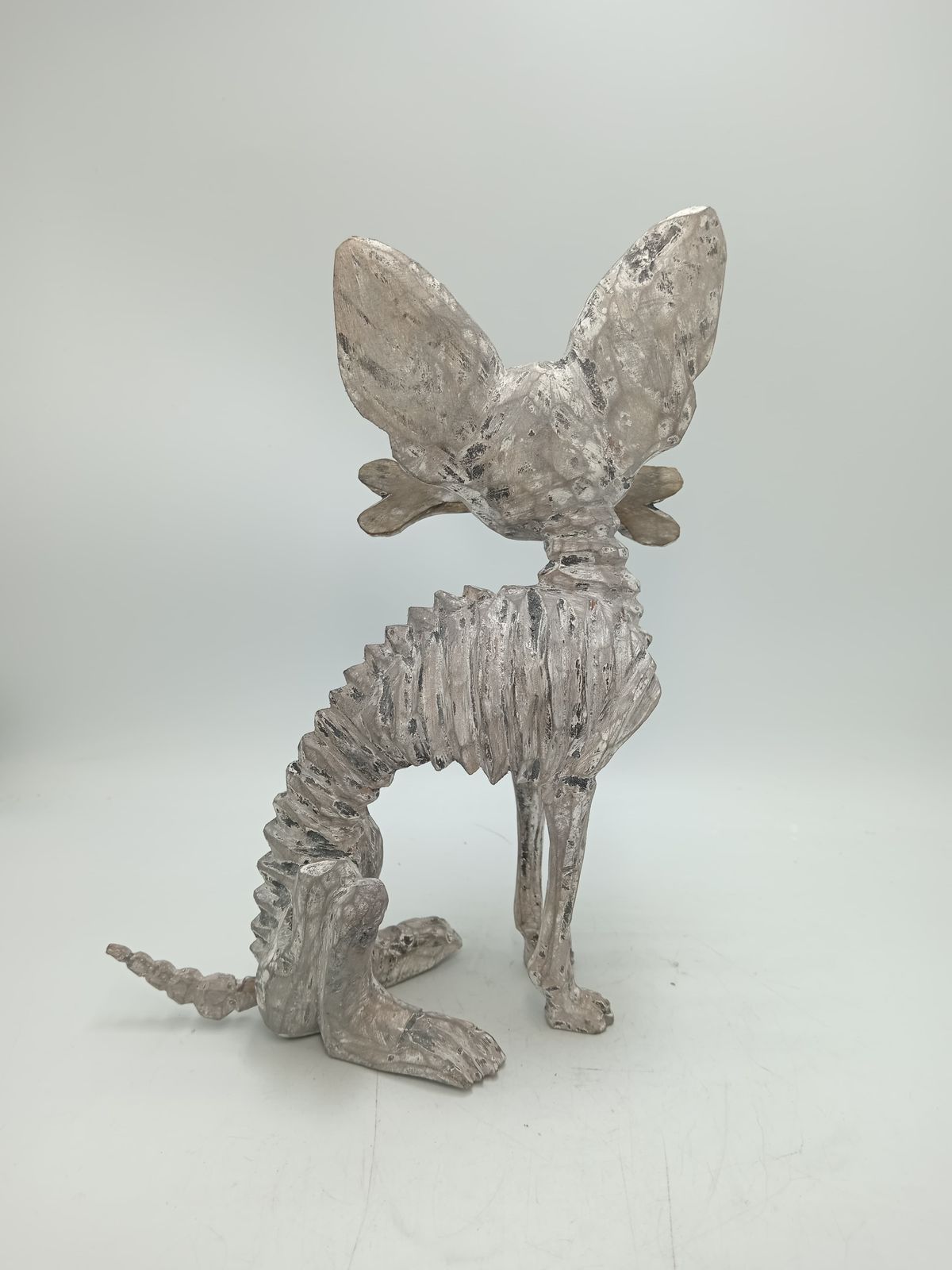 Beutiful Oaxacan Wood Carving Skeleton Dog, By Alejandrino Fuentes PP8532