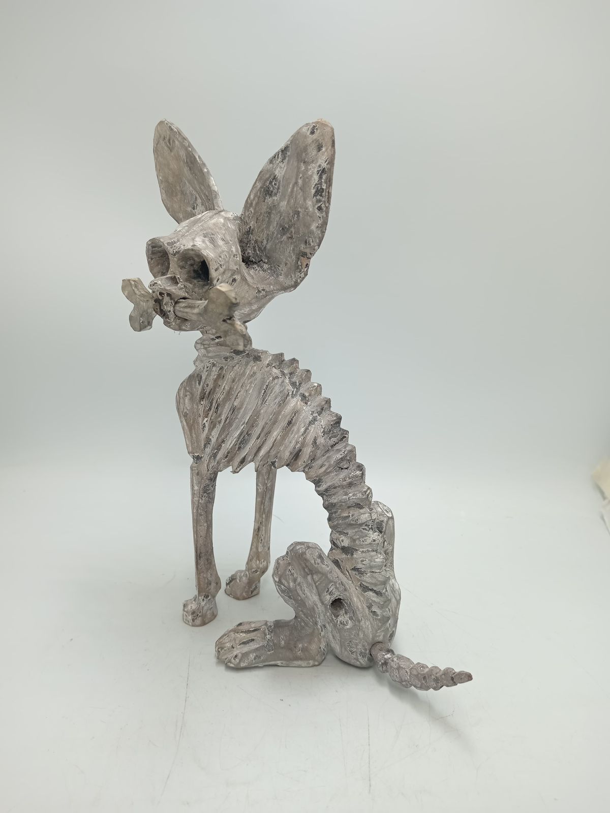 Beutiful Oaxacan Wood Carving Skeleton Dog, By Alejandrino Fuentes PP8532