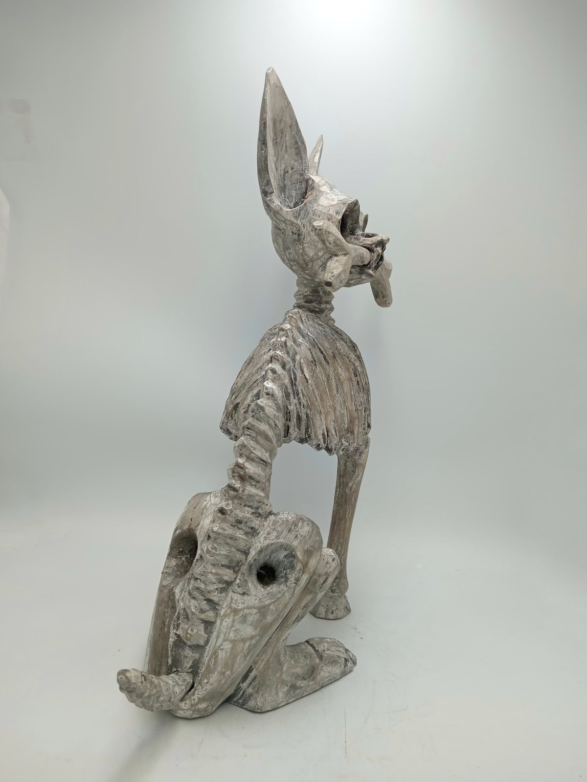 Beutiful Oaxacan Wood Carving Skeleton Dog, By Alejandrino Fuentes PP8534
