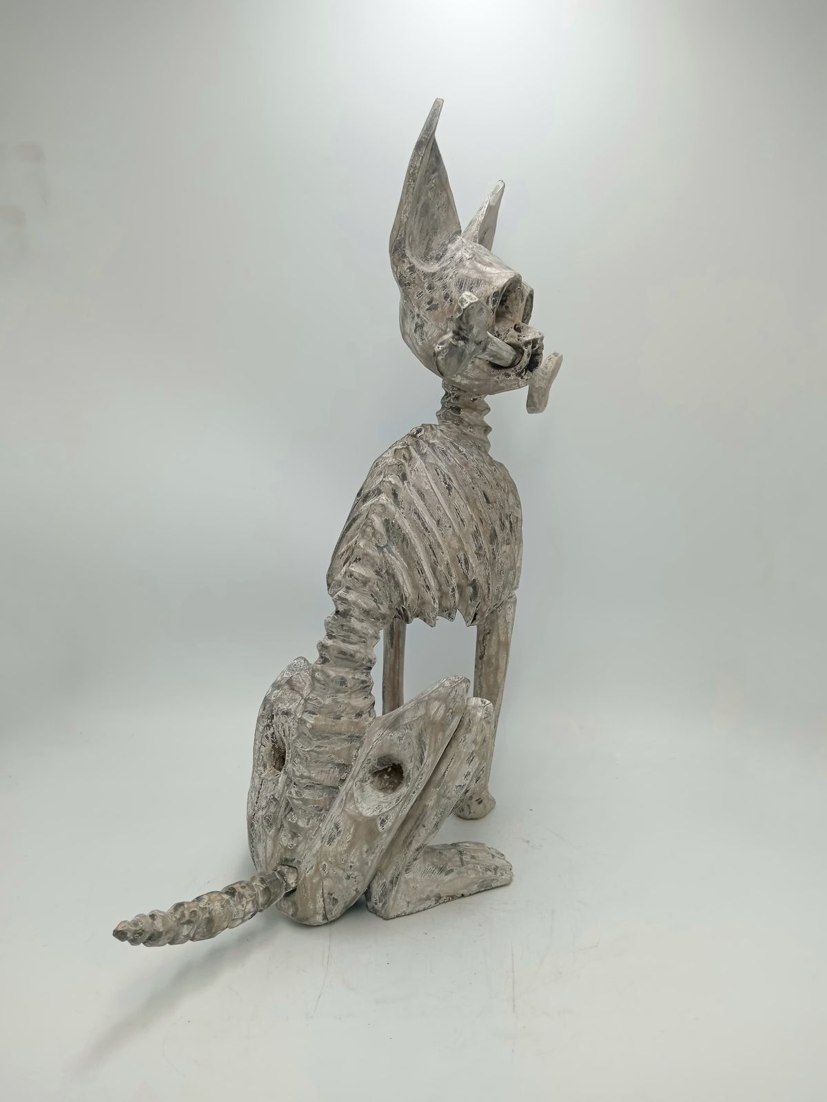 Beutiful Oaxacan Wood Carving Skeleton Dog, By Alejandrino Fuentes PP8535