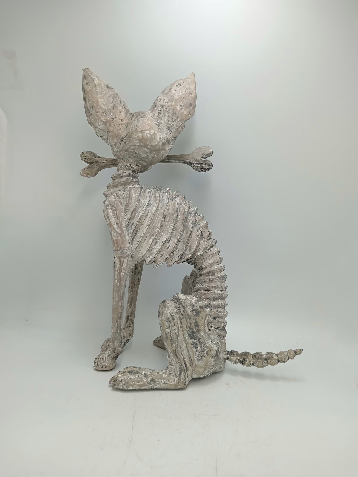 Beutiful Oaxacan Wood Carving Skeleton Dog, By Alejandrino Fuentes PP8535