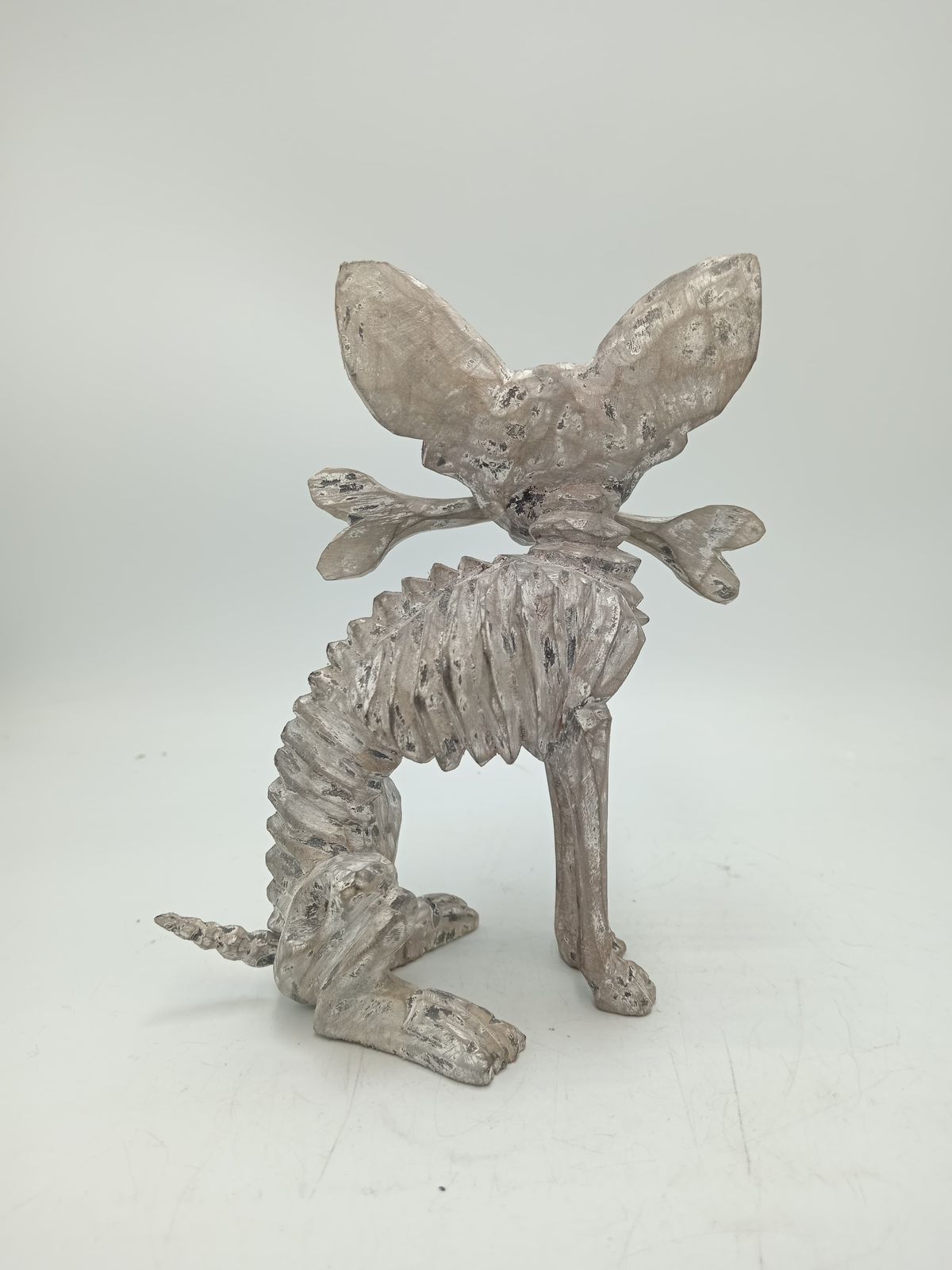 Beutiful Oaxacan Wood Carving Skeleton Dog, By Alejandrino Fuentes PP8524