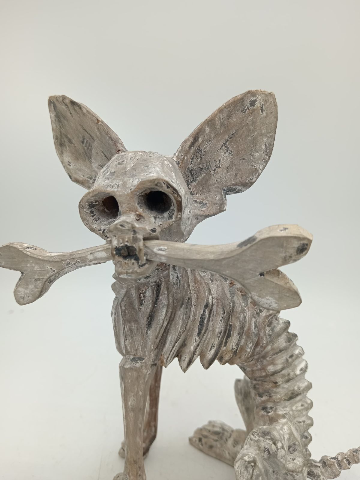 Beutiful Oaxacan Wood Carving Skeleton Dog, By Alejandrino Fuentes PP8524