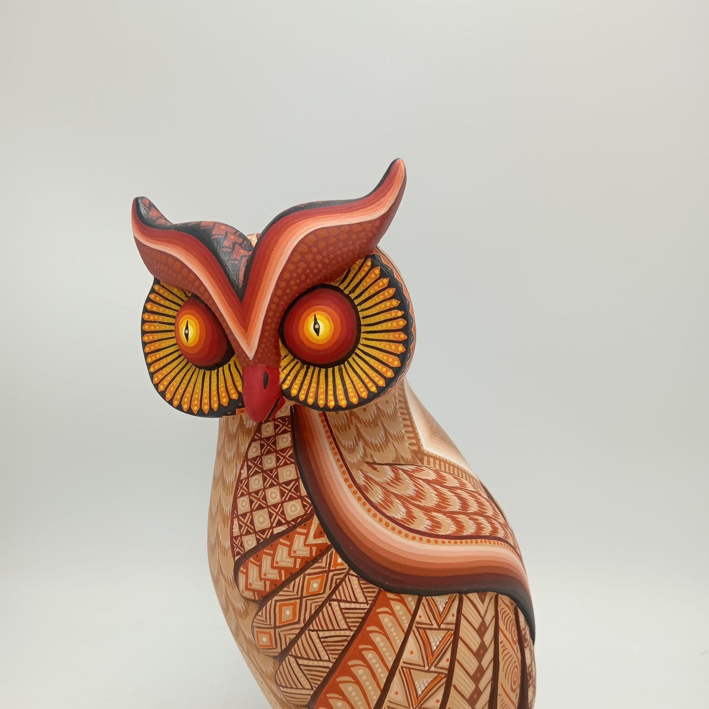 Mexican Oaxacan Wood Carving Owl By Julia Fuentes PP8549
