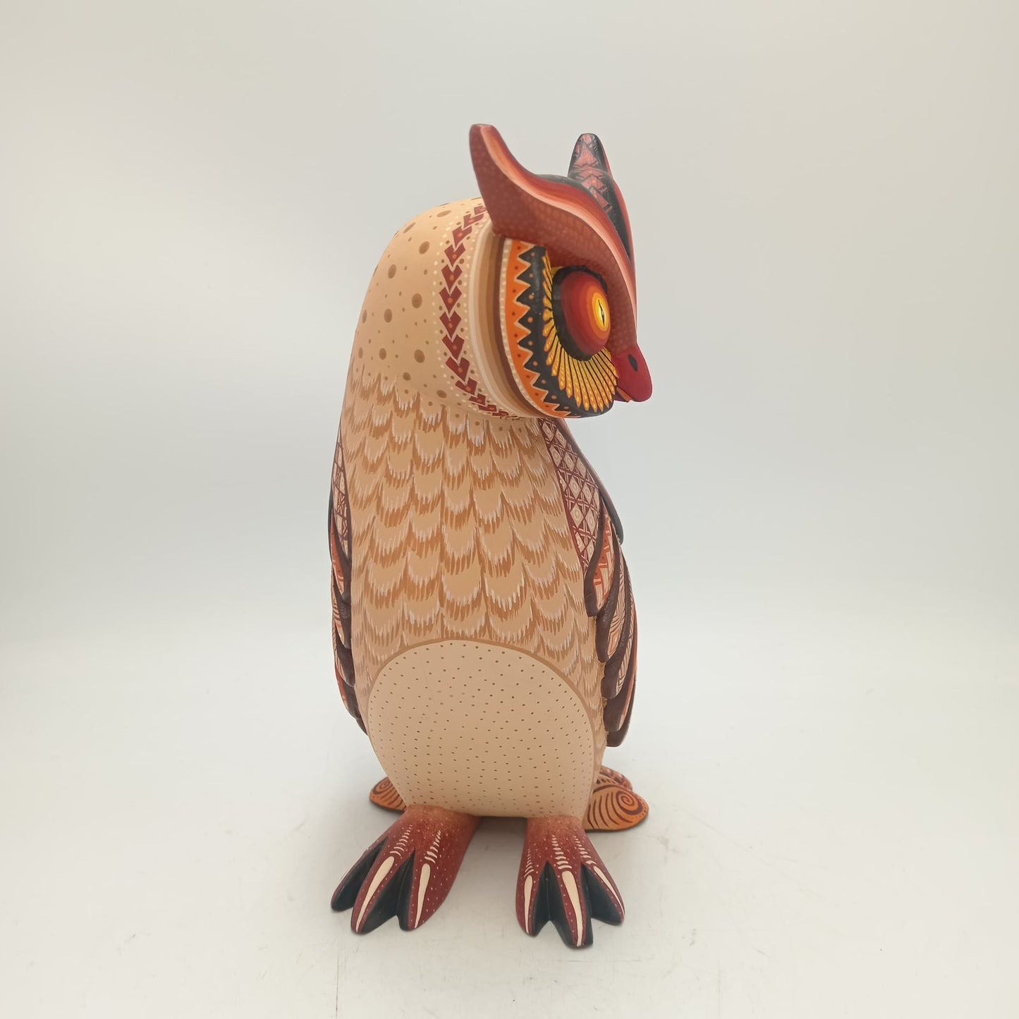 Mexican Oaxacan Wood Carving Owl By Julia Fuentes PP8549