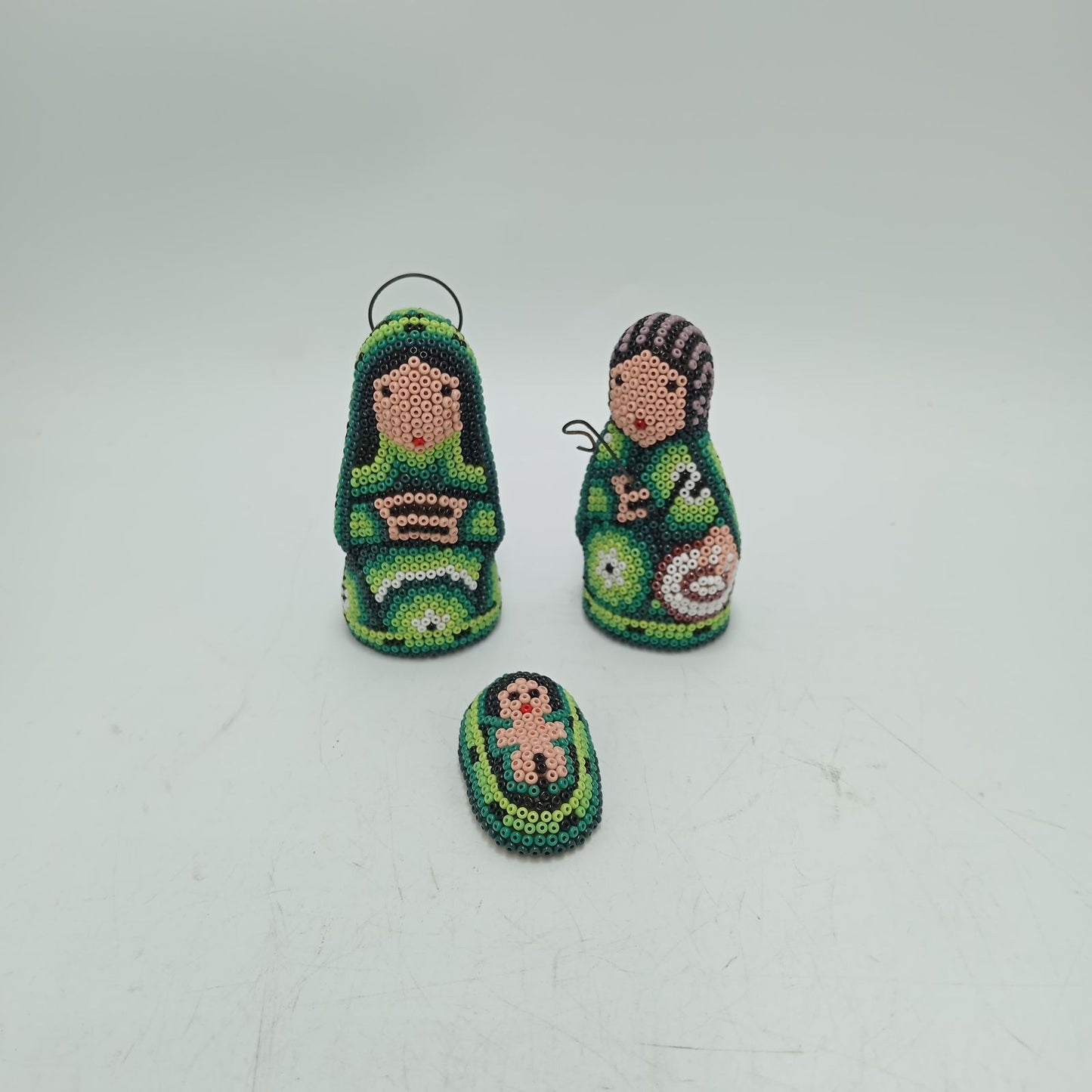 Hand Beaded Huichol Mexican Folk Art Nativity Set By Mayola Villa PP8554