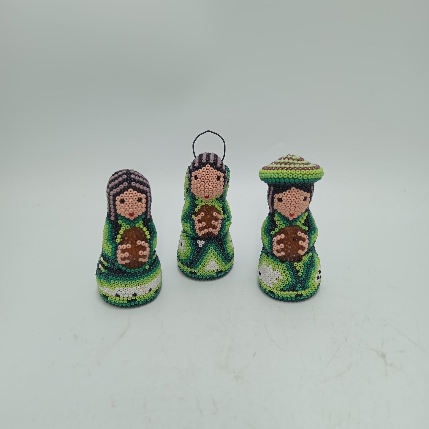 Hand Beaded Huichol Mexican Folk Art Nativity Set By Mayola Villa PP8554