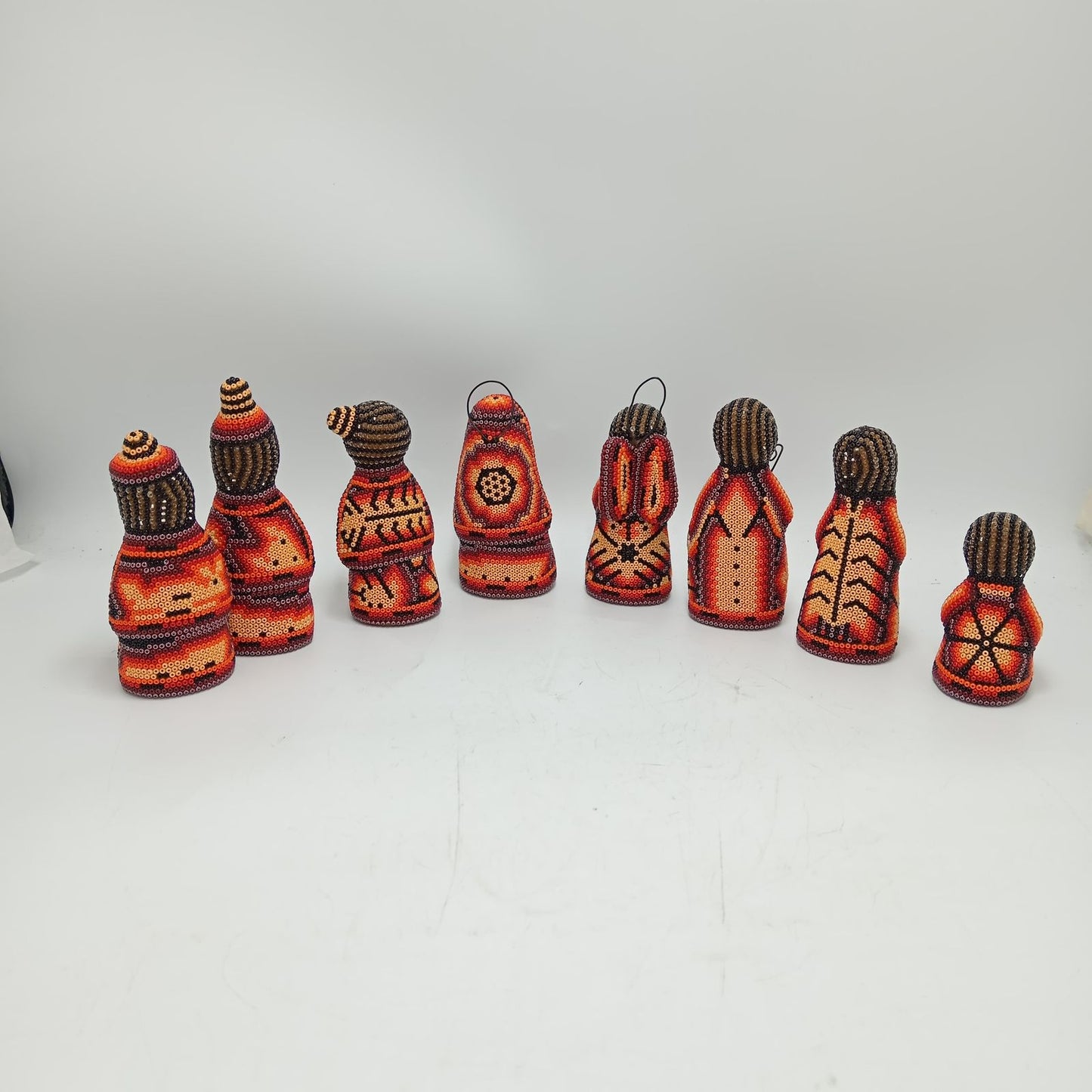 Hand Beaded Huichol Mexican Folk Art Nativity Set By Mayola Villa PP8556