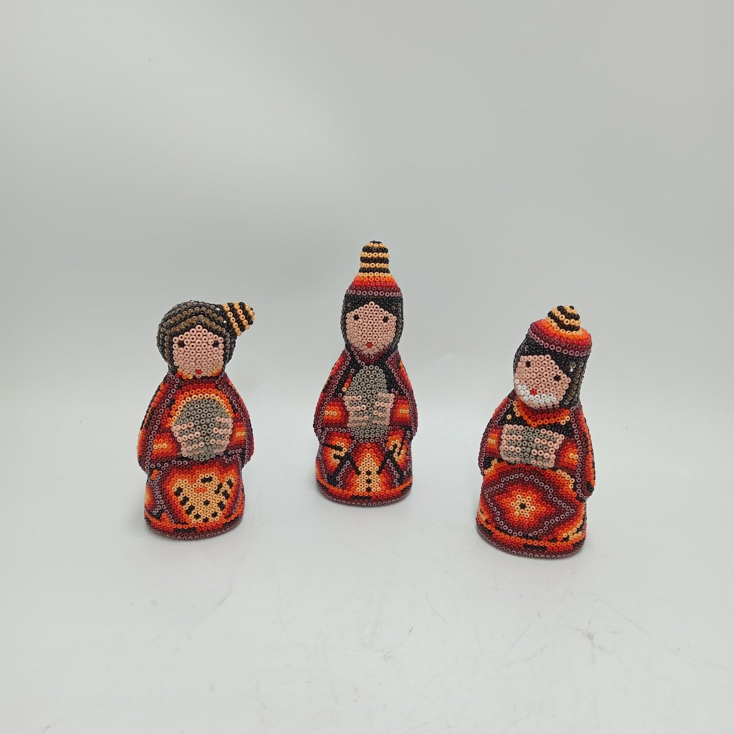 Hand Beaded Huichol Mexican Folk Art Nativity Set By Mayola Villa PP8556
