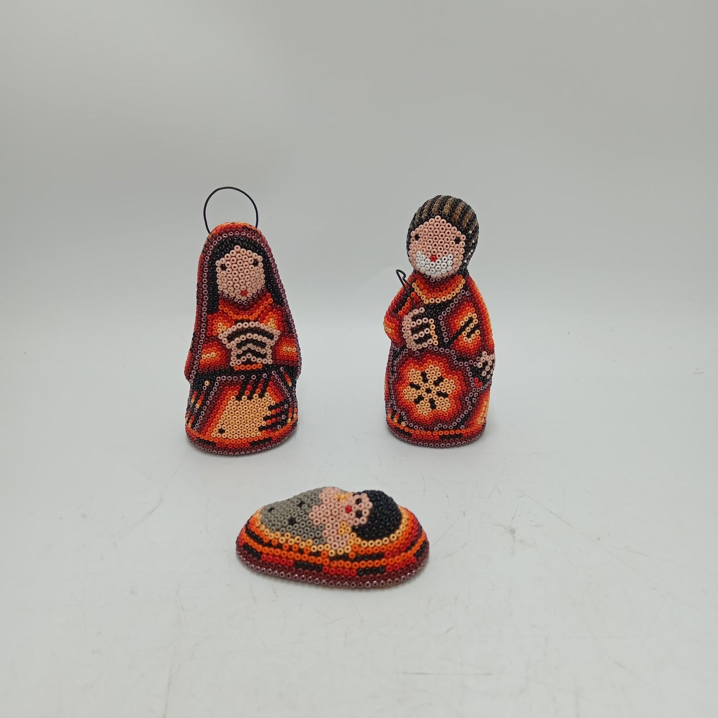 Hand Beaded Huichol Mexican Folk Art Nativity Set By Mayola Villa PP8556