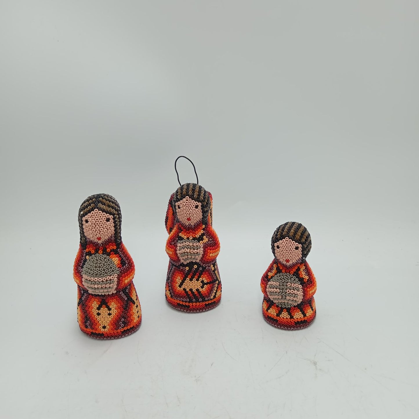 Hand Beaded Huichol Mexican Folk Art Nativity Set By Mayola Villa PP8556