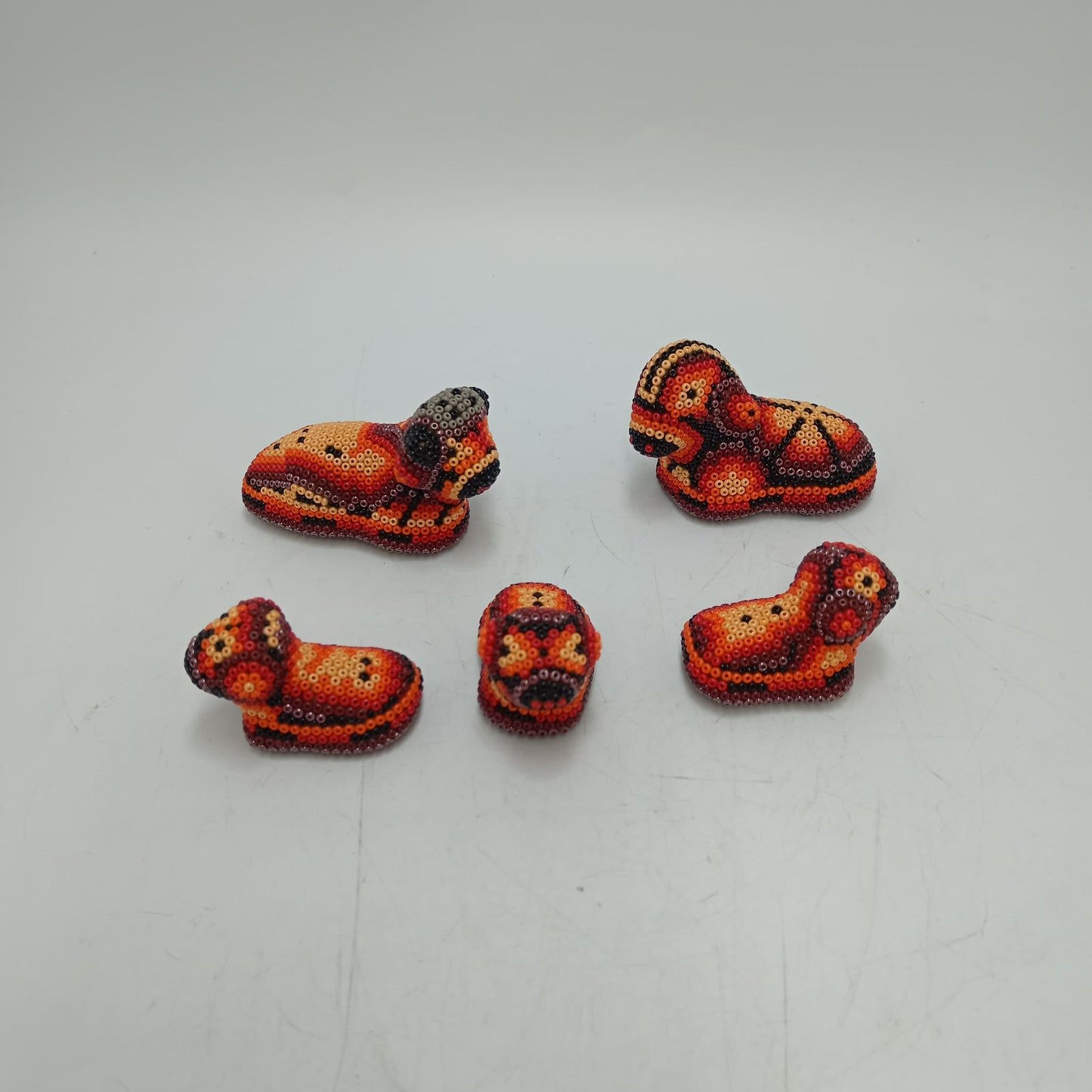 Hand Beaded Huichol Mexican Folk Art Nativity Set By Mayola Villa PP8556