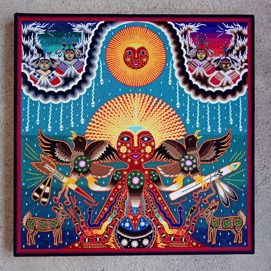 Huichol Indian Yarn Painting by  Samuel Hernandez  PP8567