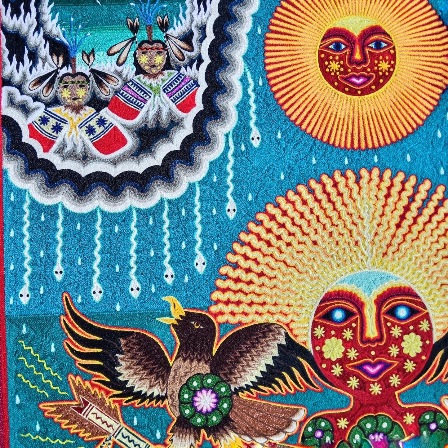 Huichol Indian Yarn Painting by  Samuel Hernandez  PP8567