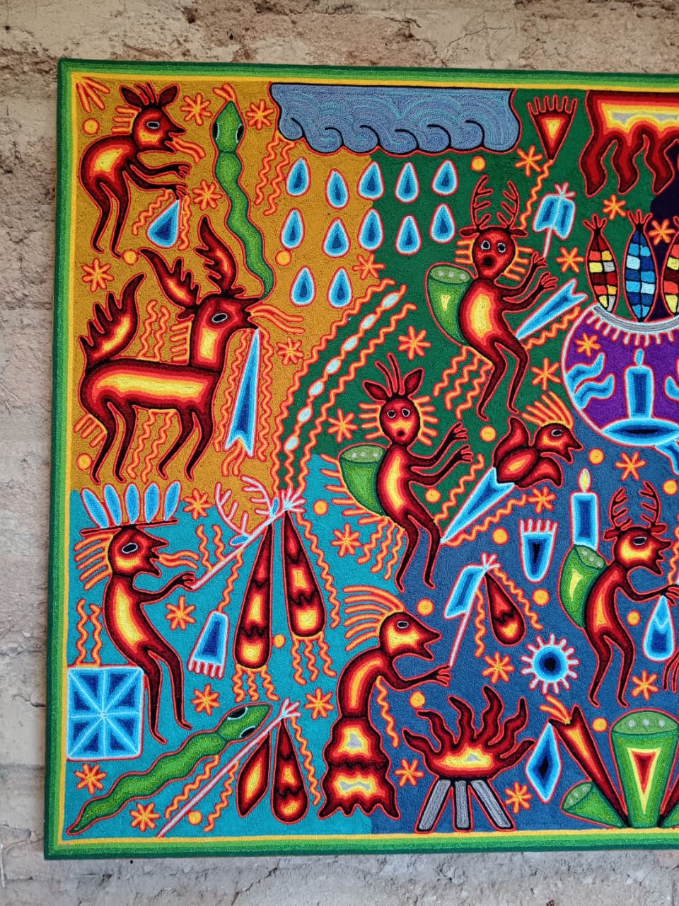 Mexican Folk Art Huichol Yarn Painting by Cooperativa Zitacua PP8536