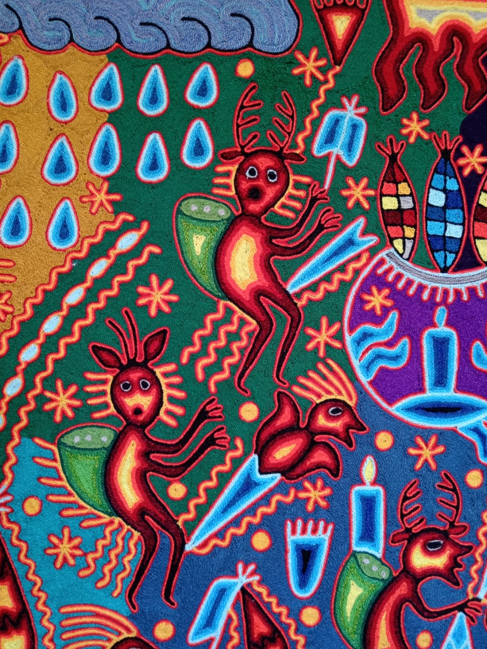 Mexican Folk Art Huichol Yarn Painting by Cooperativa Zitacua PP8536