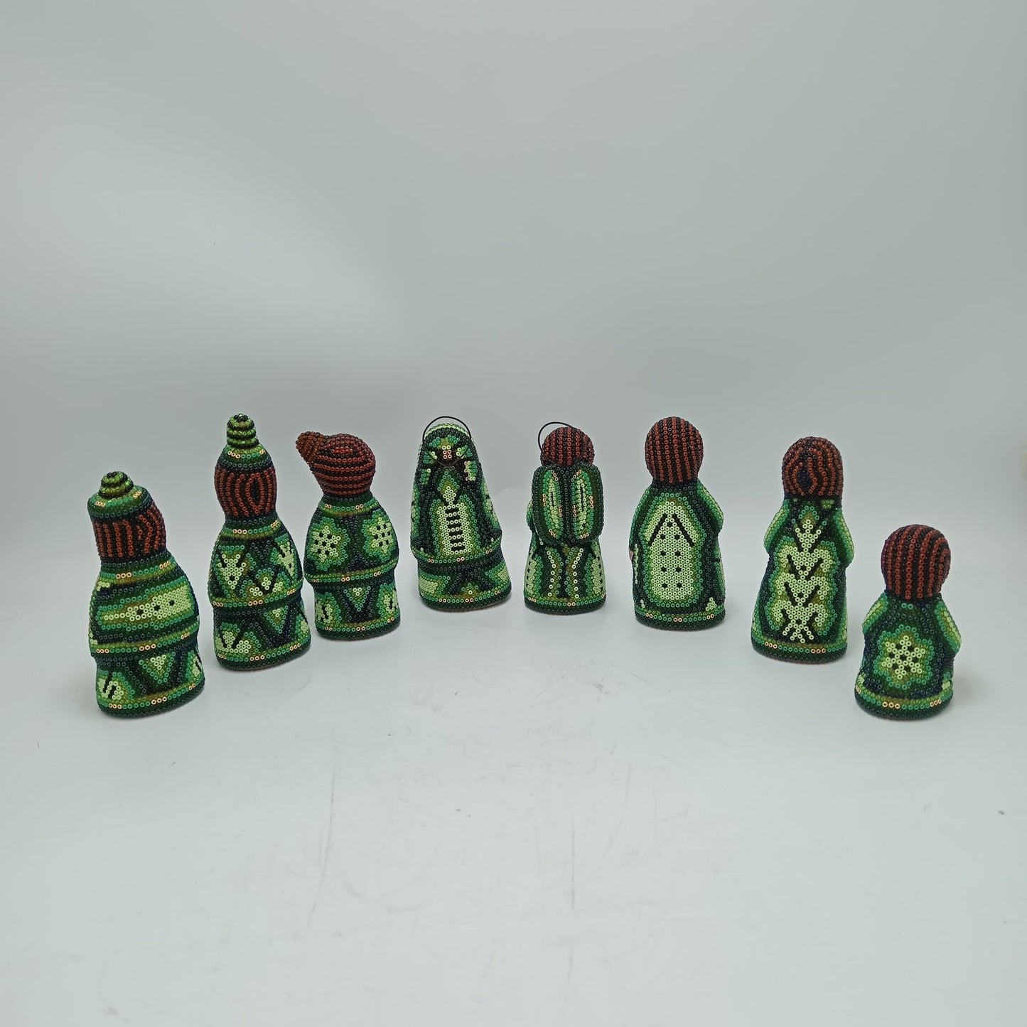 Hand Beaded Huichol Mexican Folk Art Nativity Set By Mayola Villa PP8579