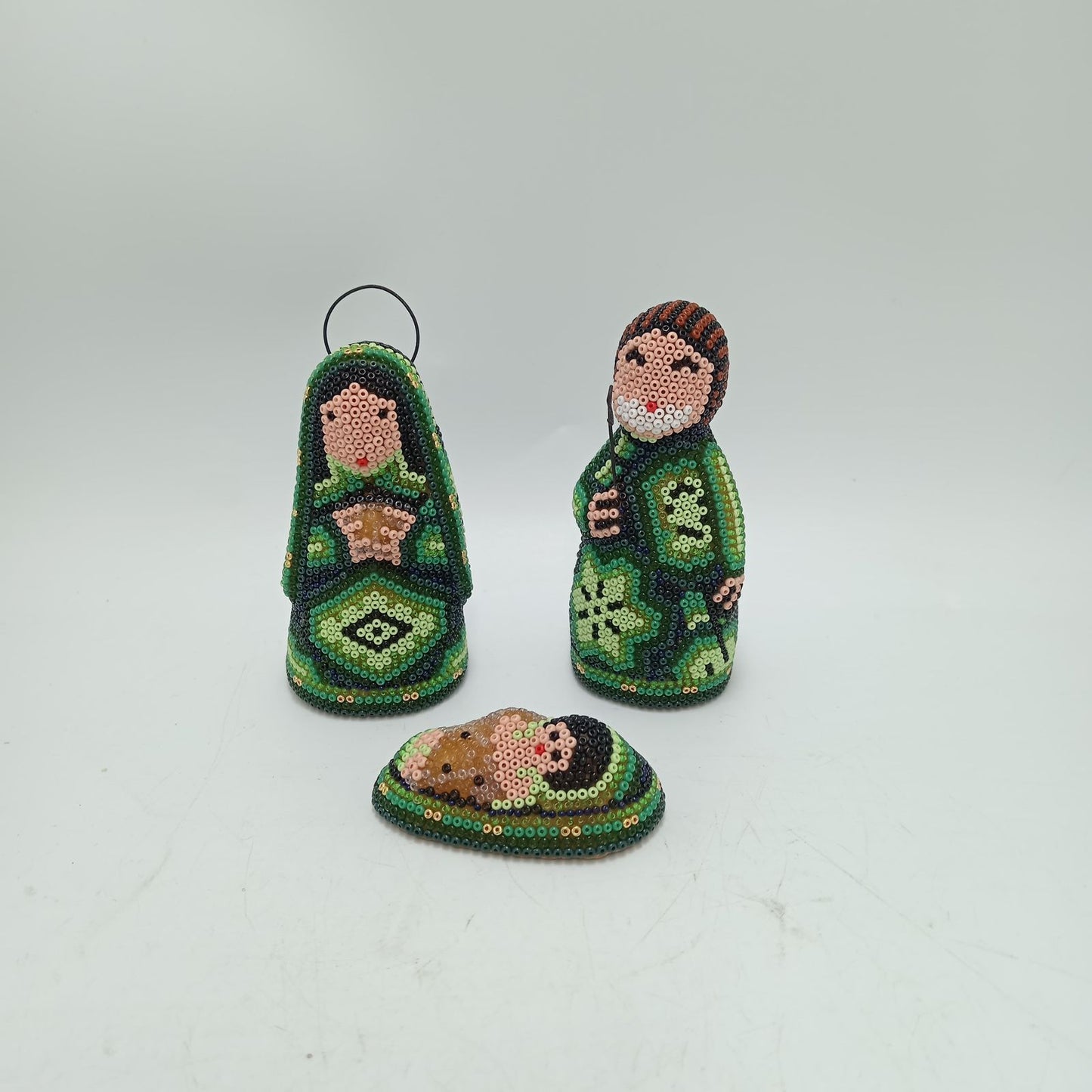 Hand Beaded Huichol Mexican Folk Art Nativity Set By Mayola Villa PP8579